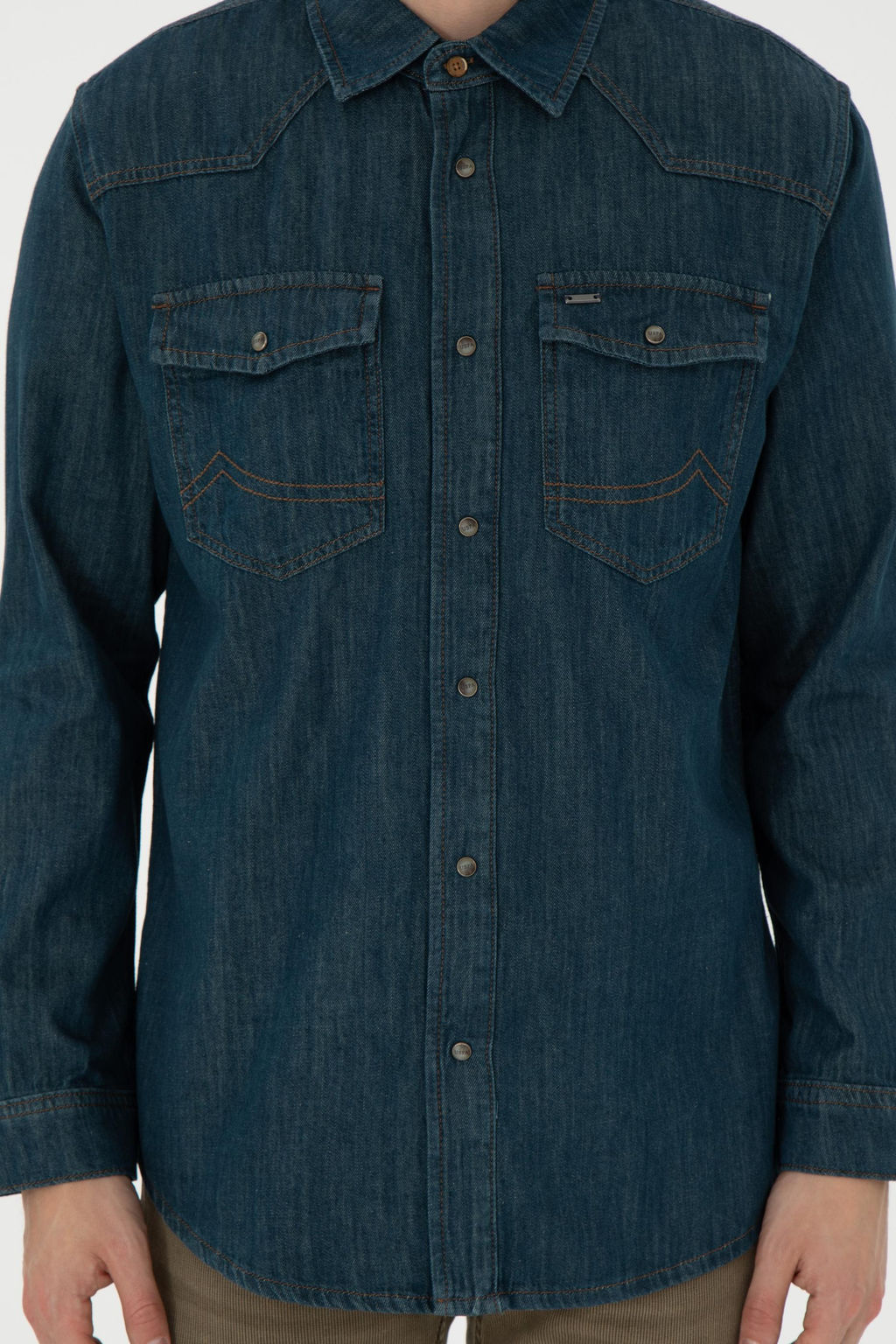 Мужская зеленая джинсовая рубашка Неожиданная скидка в корзине - U.s. polo assn фото 6