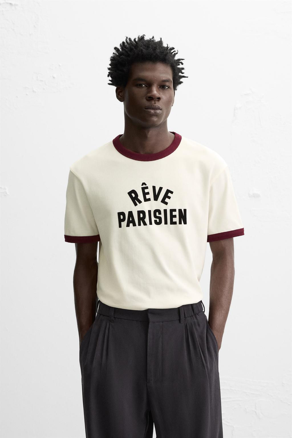 T-SHIRT WITH CONTRASTING RIBBED TRIMS - Zara фото 2