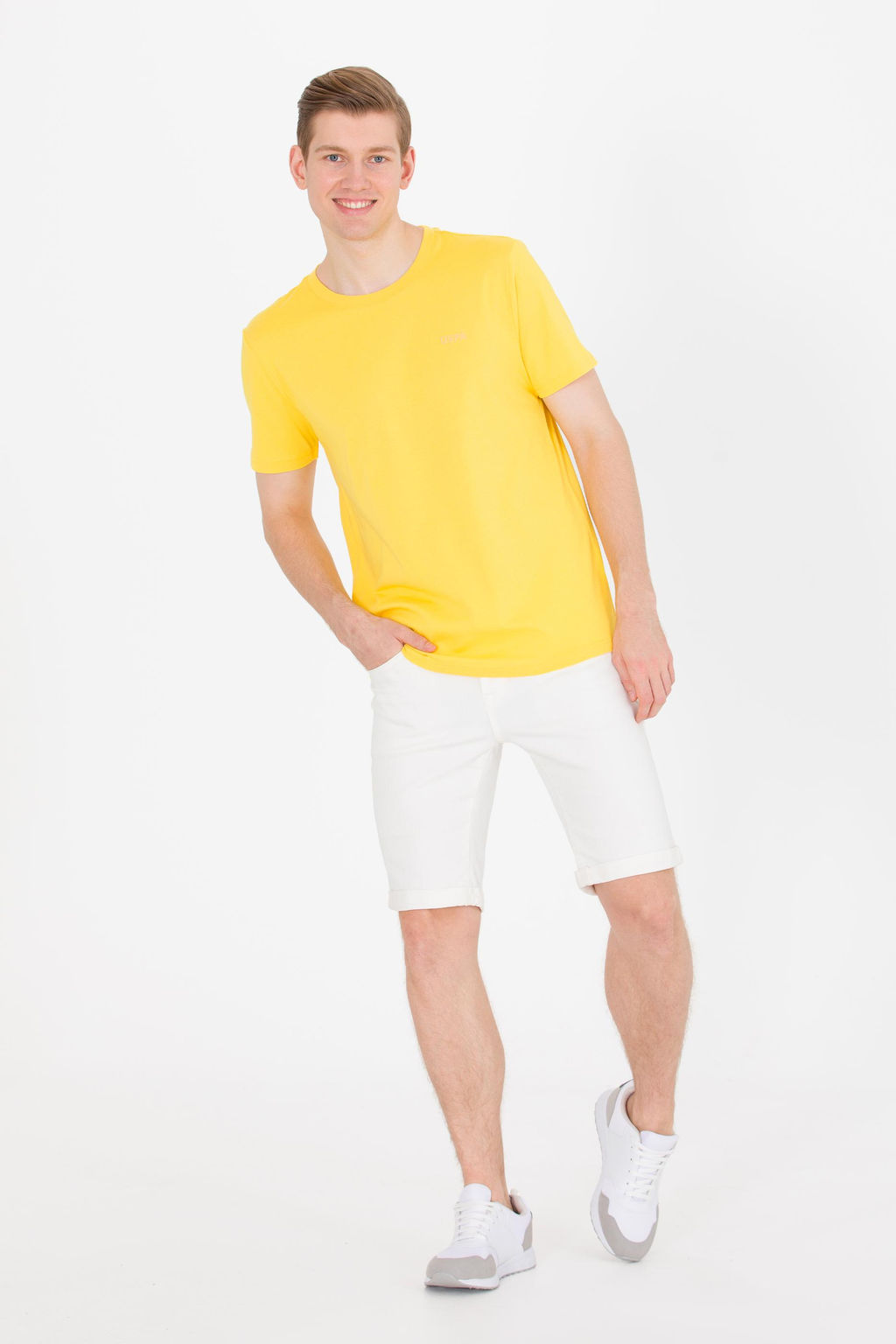 U. S. Polo Assn Мужская темно-желтая базовая футболка с круглым вырезом - U.s. polo assn фото 3