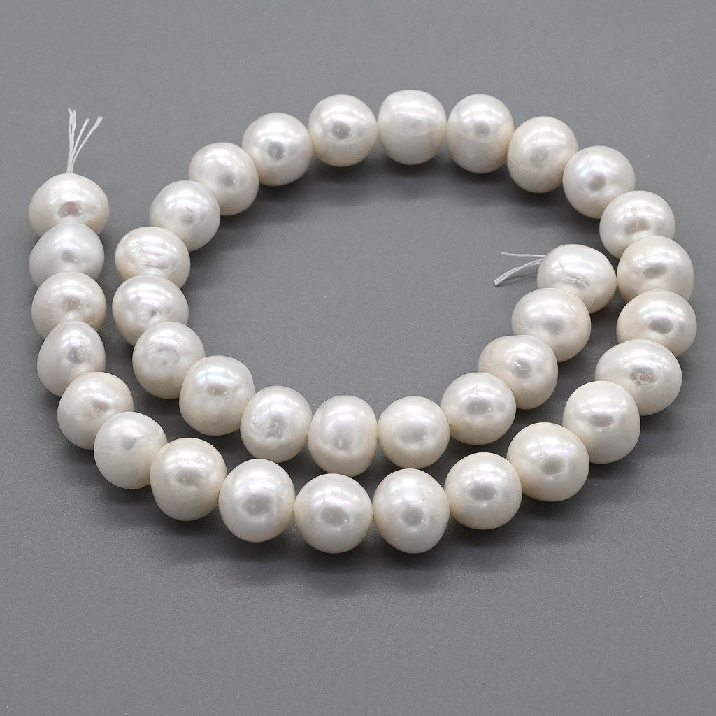 Бусины из жемчуга шарик 12-13мм цвет белый, 41см, 35 бусин Радуга камня