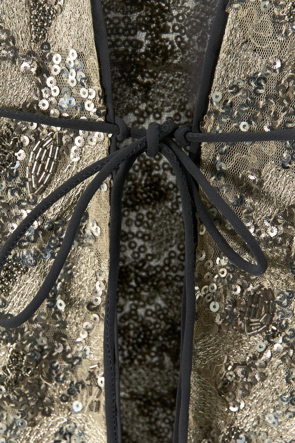 SEQUIN AND BEADED EMBROIDERED KIMONO - Zara фото 7