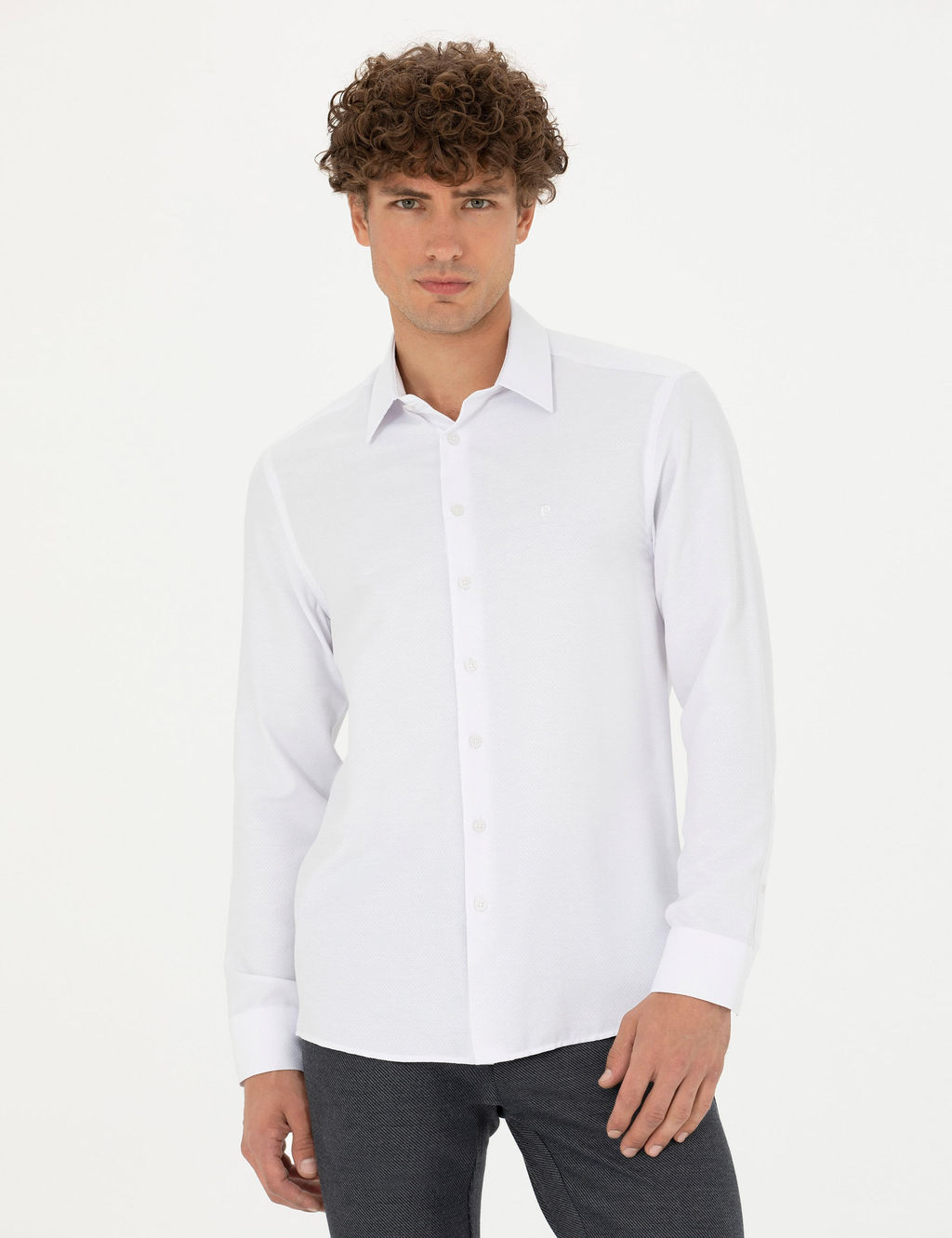 Beyaz Slim Fit Uzun Kollu G_mlek