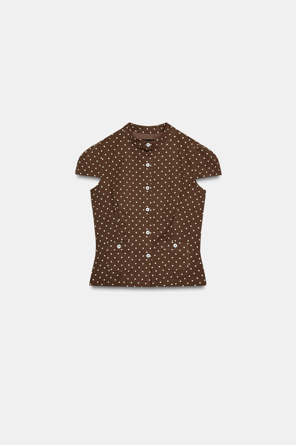 TOP POPEL?N LUNARES / marron/blanco - Zara фото 5