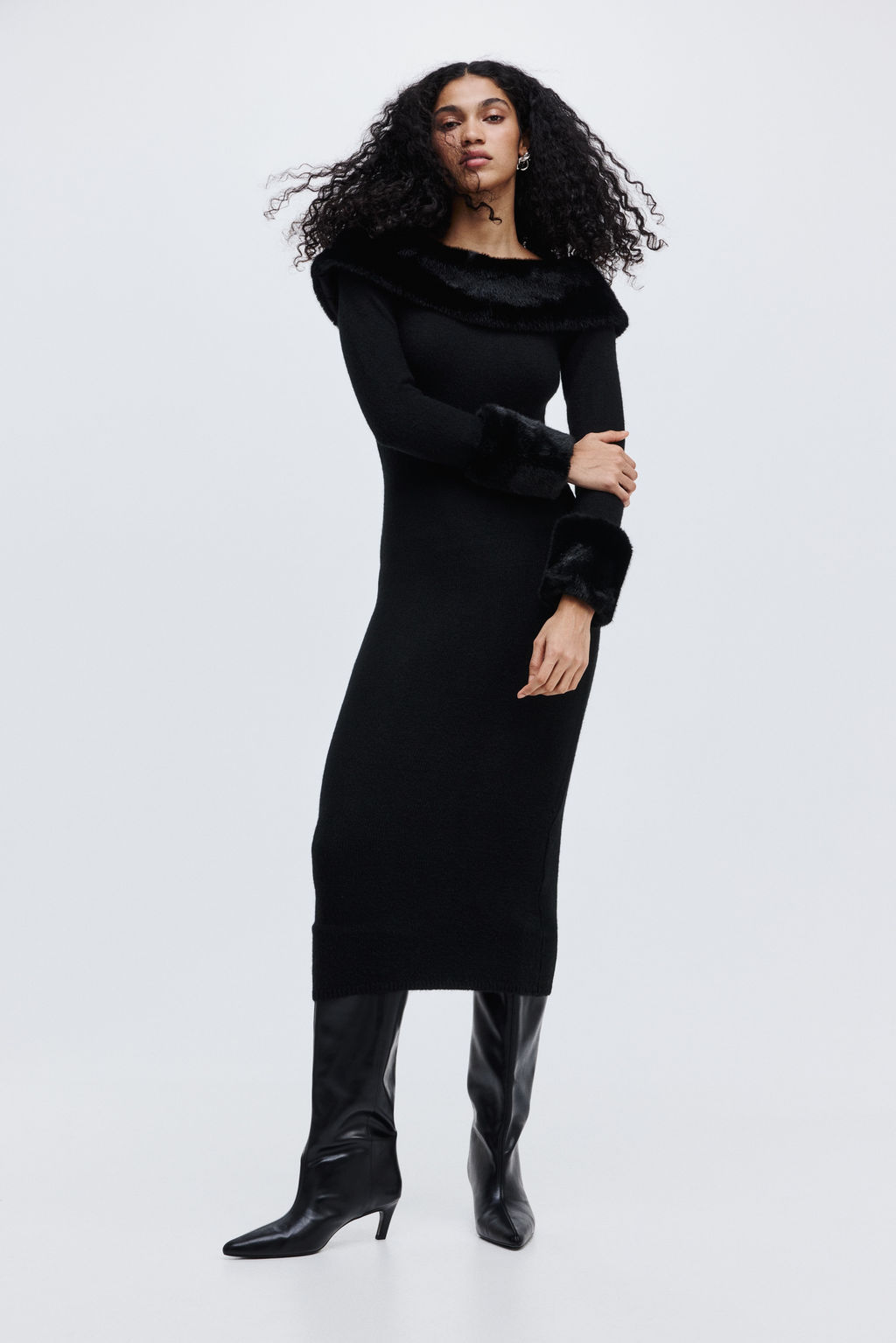 Vestido off-the-shoulder de punto - H&m фото 2