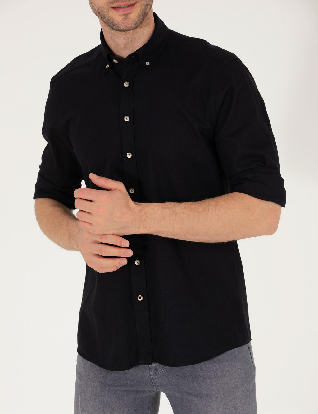Siyah Regular Fit Uzun Kollu G_mlek - Pierre cardin фото 6