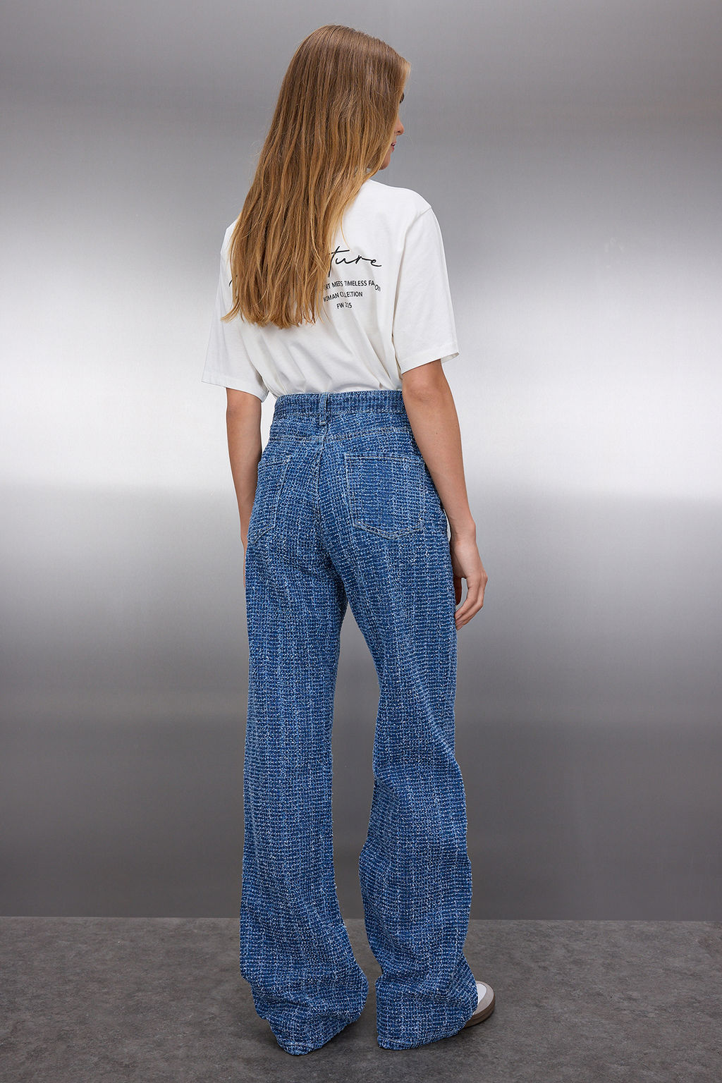Beyaz Dokulu Yuksek Bel Wide Leg Jeans TWOSS25JE00043 - Trendyolmilla фото 13