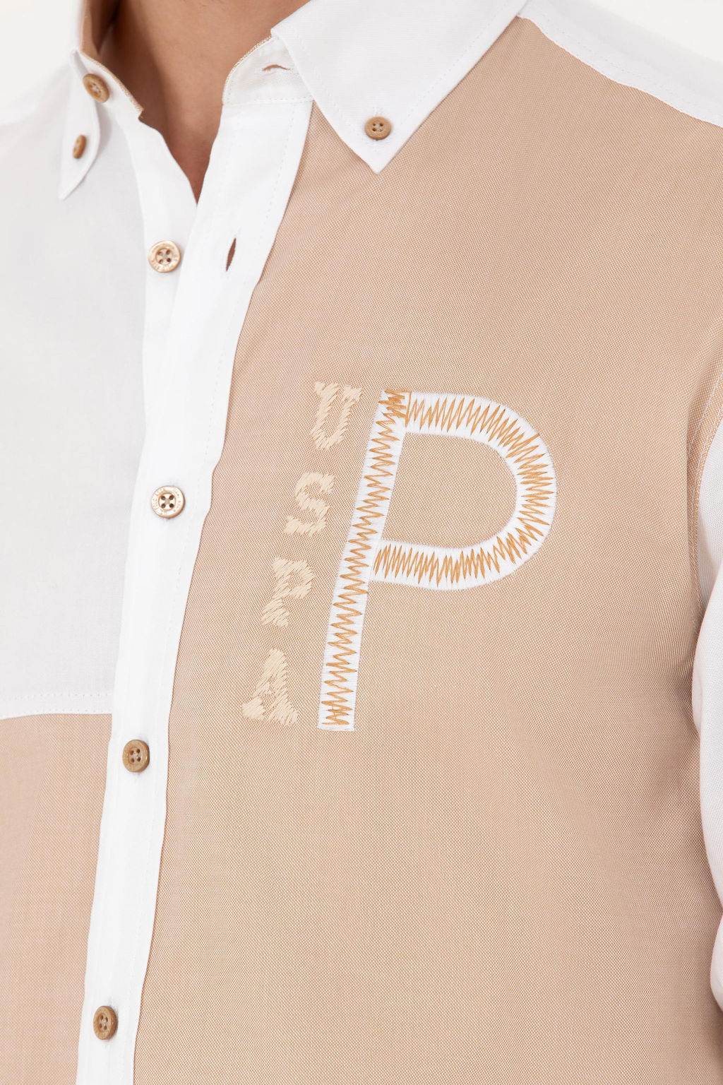 Мужская рубашка песочного цвета с длинным рукавом Неожиданная скидка в корзине - U.s. polo assn фото 7