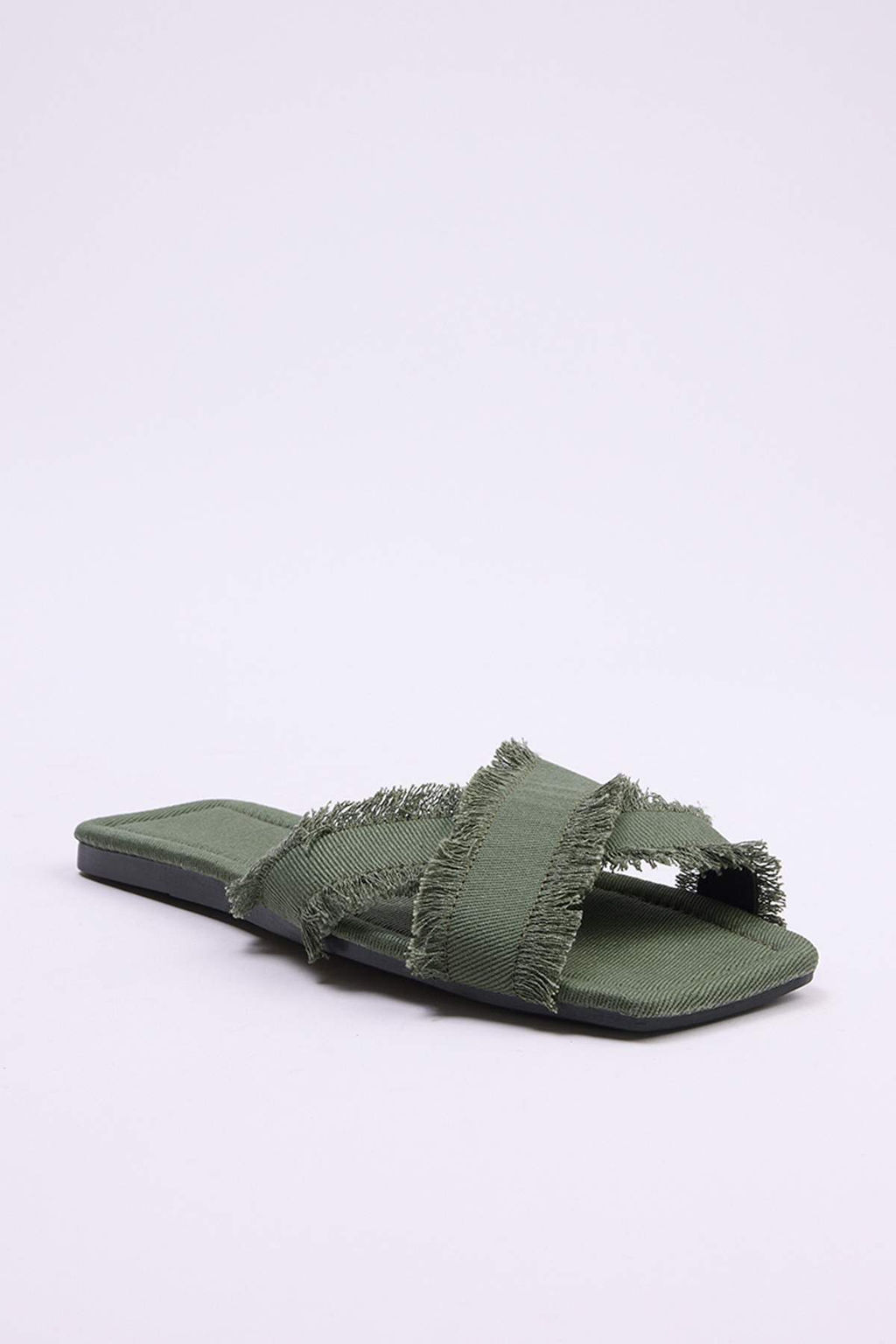 Trendyol Shoes Ekru Puskul Detayl? Denim Capraz Bantl? Kad?n Terlik TAKSS25TE00043 - Trendyolmilla фото 19