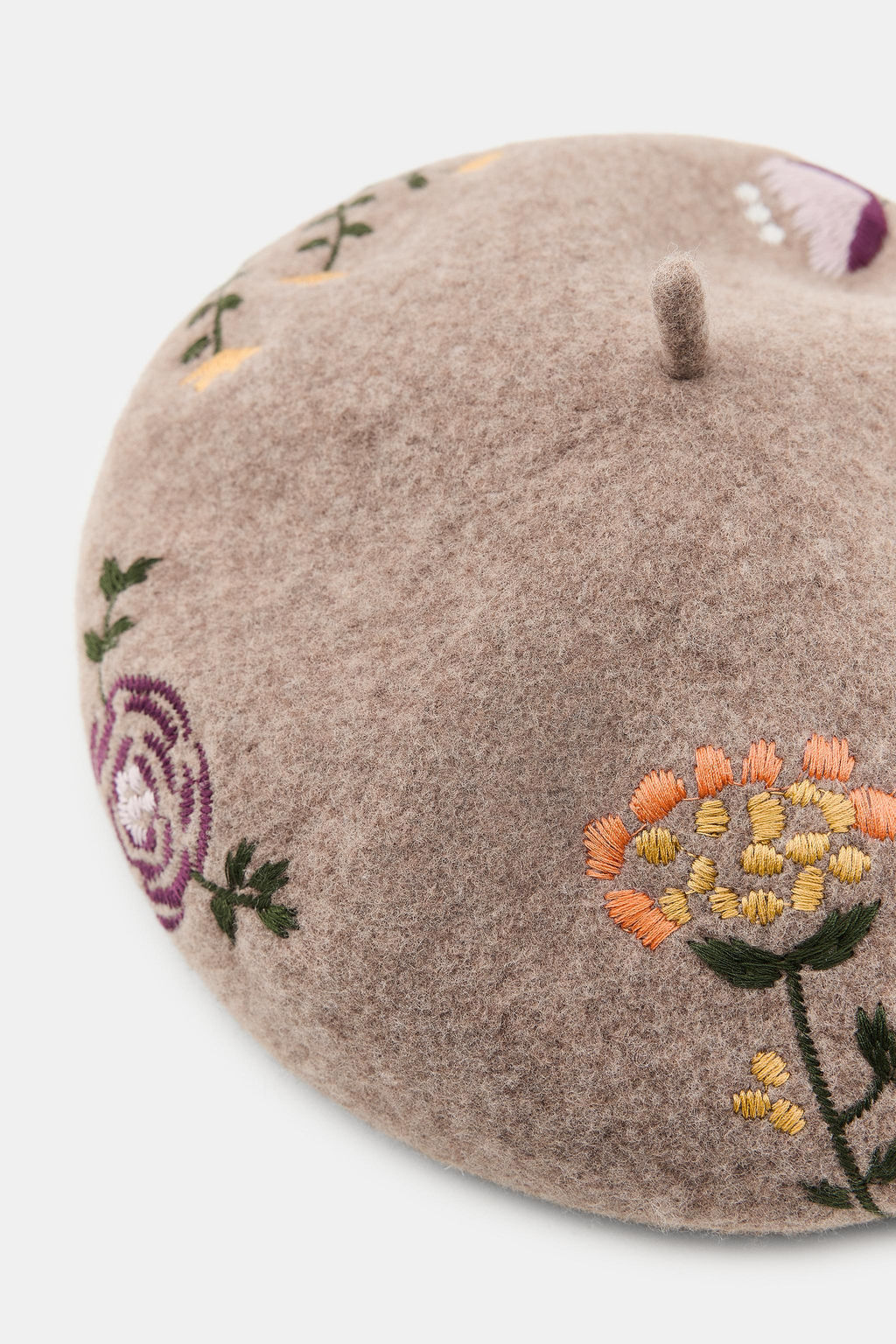 100% WOOL BERET WITH EMBROIDERED FLOWERS - Zara фото 5
