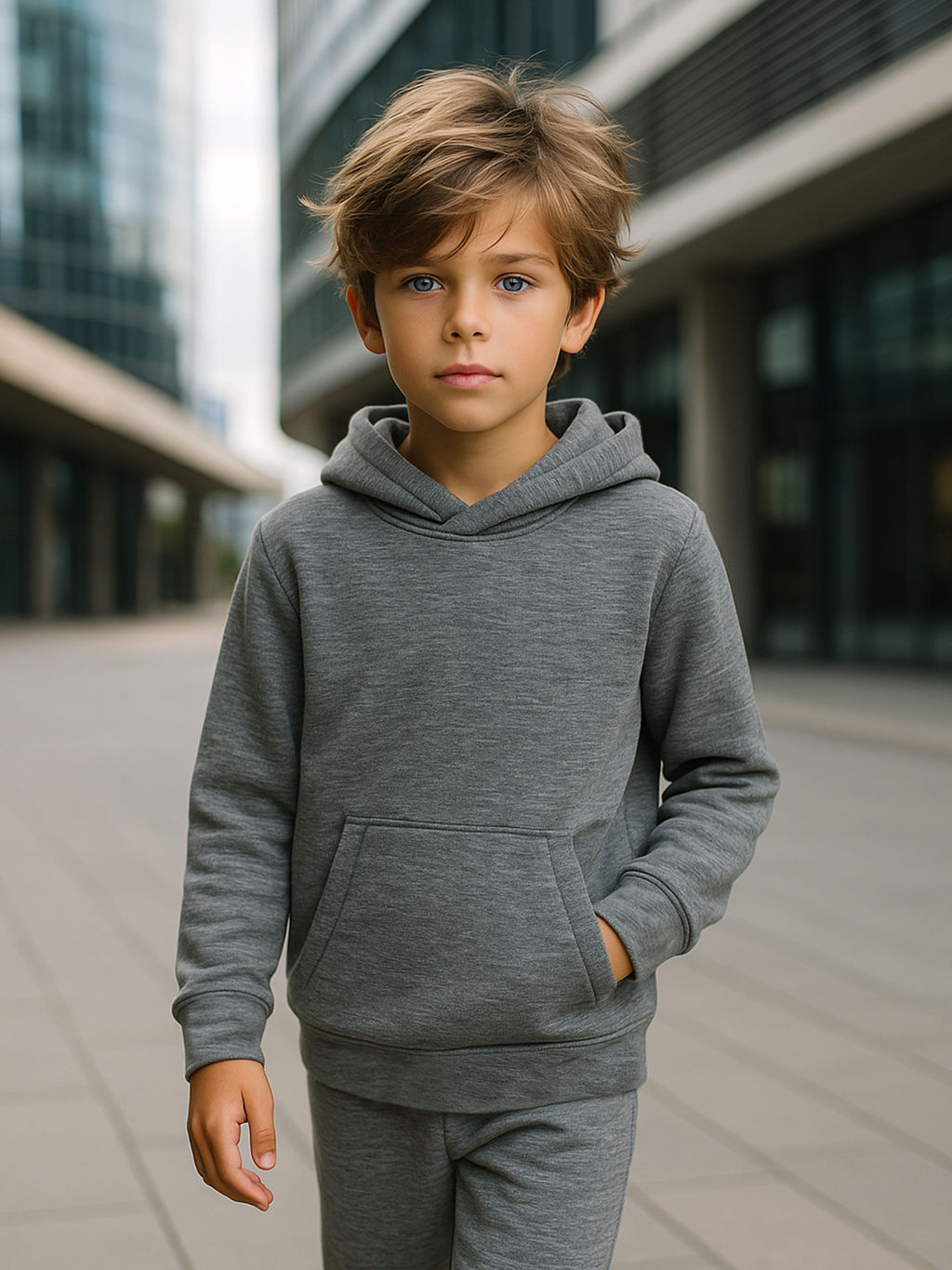 Костюм детский флисовый серый 7043кт (134, 68)