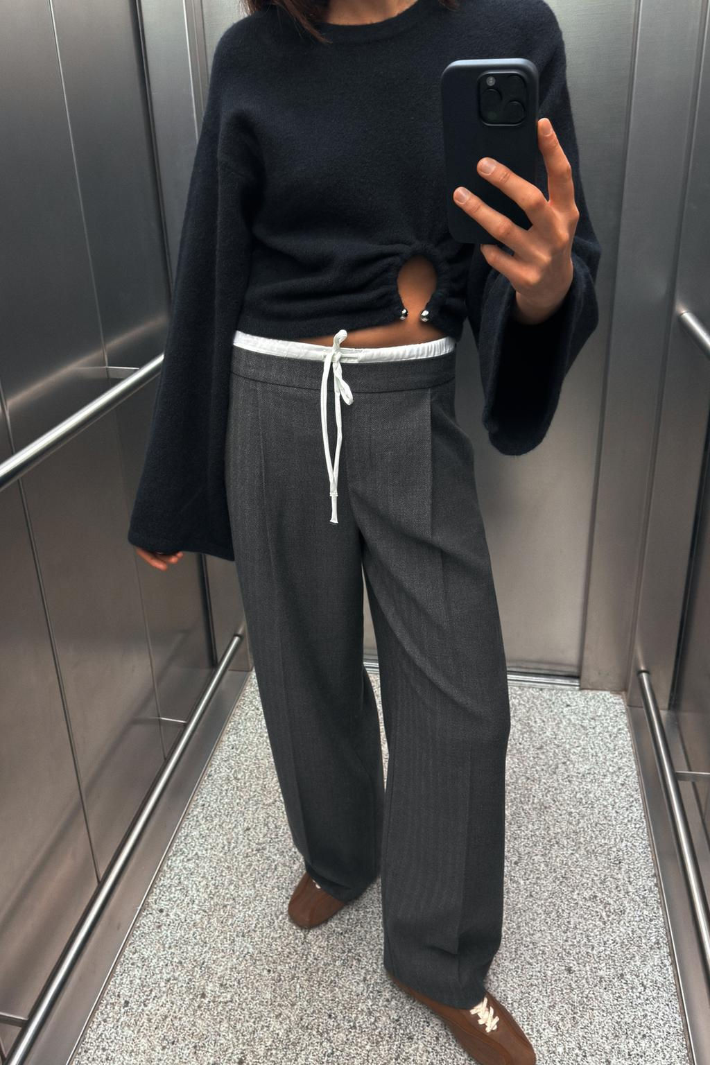 WIDE-LEG TROUSERS WITH DOUBLE WAISTBAND - Zara фото 7