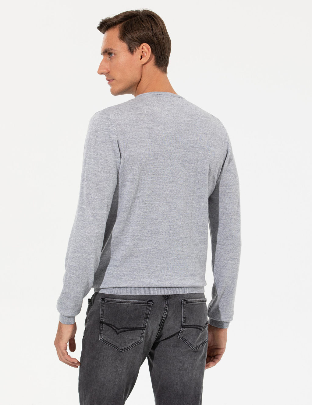 Серый зауженный трикотаж с круглым вырезом - Cacharel фото 5