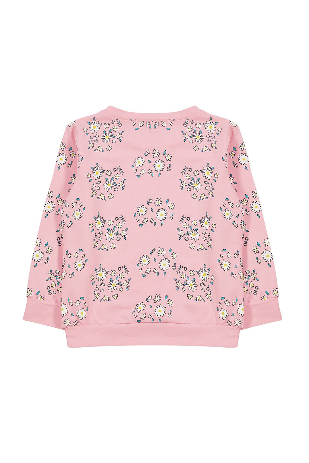 Pembe*004 K?z Cocuk Mevsimlik-Ince Cicek Desenli Orme Sweatshirt TKDAW25SW00001