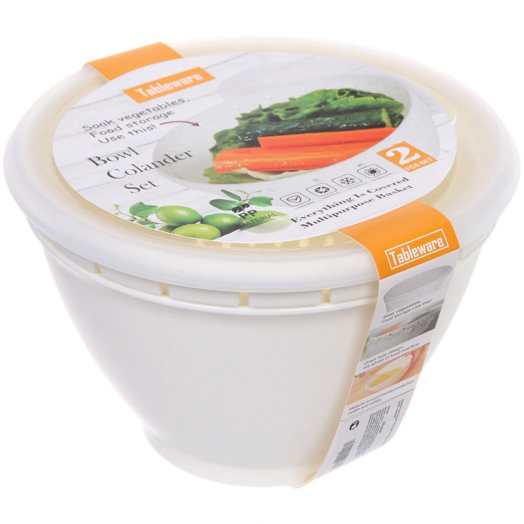 Дуршлаг пластиковый "Фаттория" 18*12см двойной с чашей и крышкой