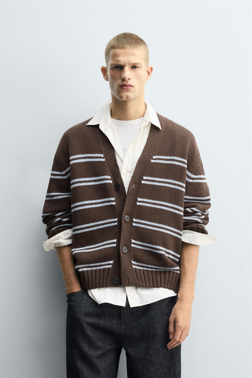 STRIPED JACQUARD CARDIGAN - Zara фото 2