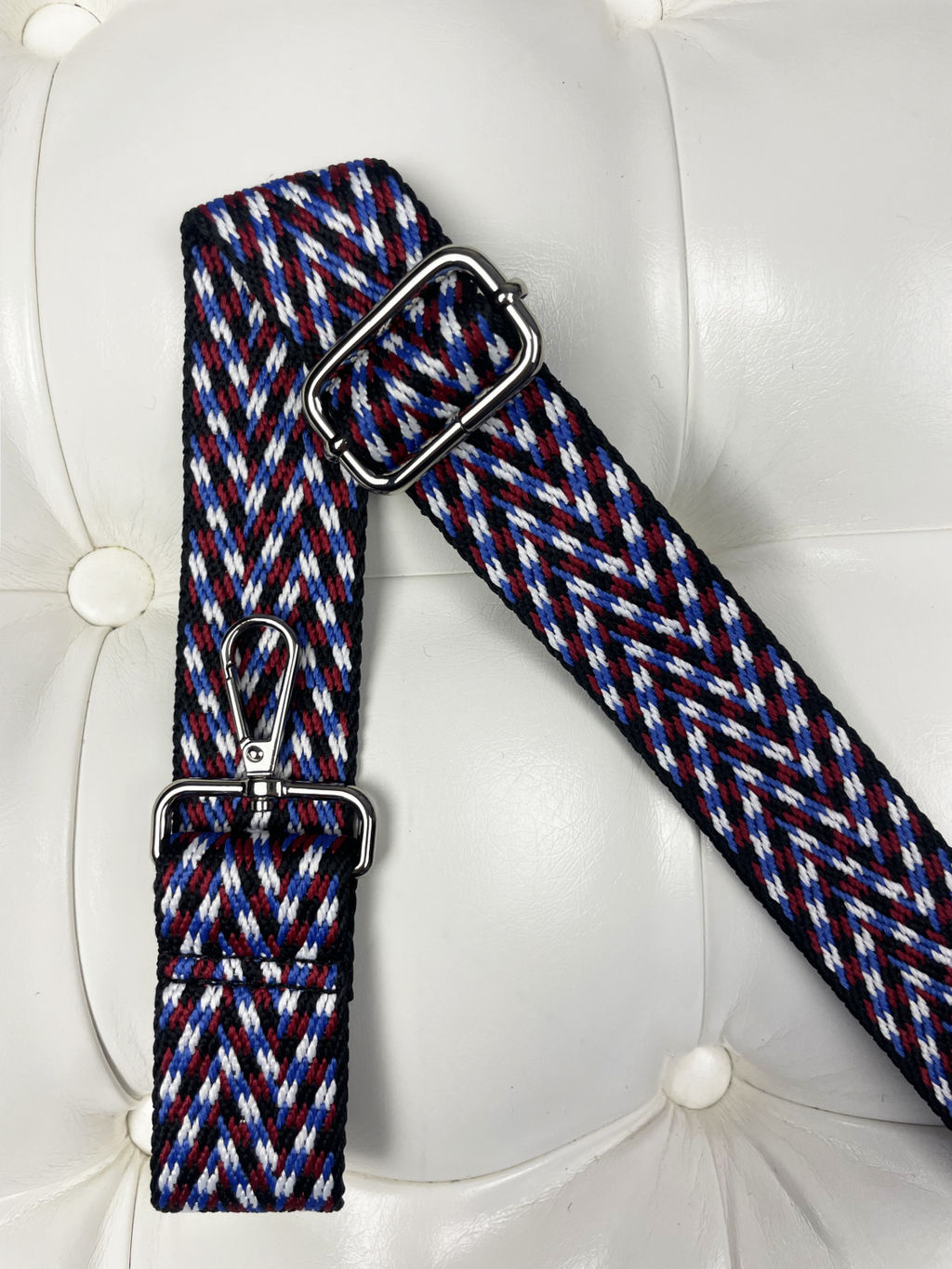 LACCOMA ремень 1000-елка-3,8-чер/бел/син/крас полиэстр