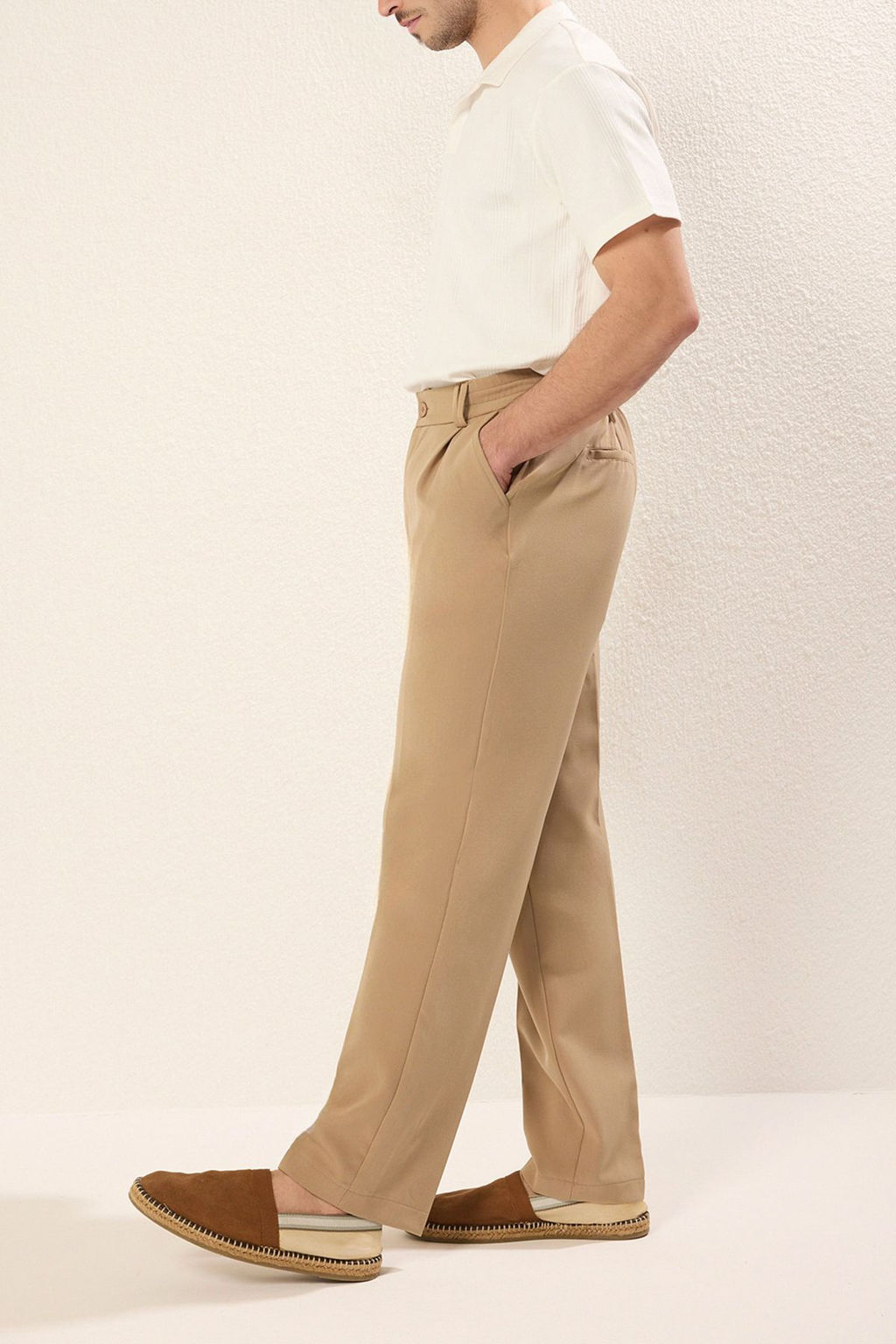 TRENDYOL MAN Bej Wideleg Baggy Rahat Kal?p Dokuma Kumas Pantolon TMNSS25PL00007 - Trendyolmilla фото 18