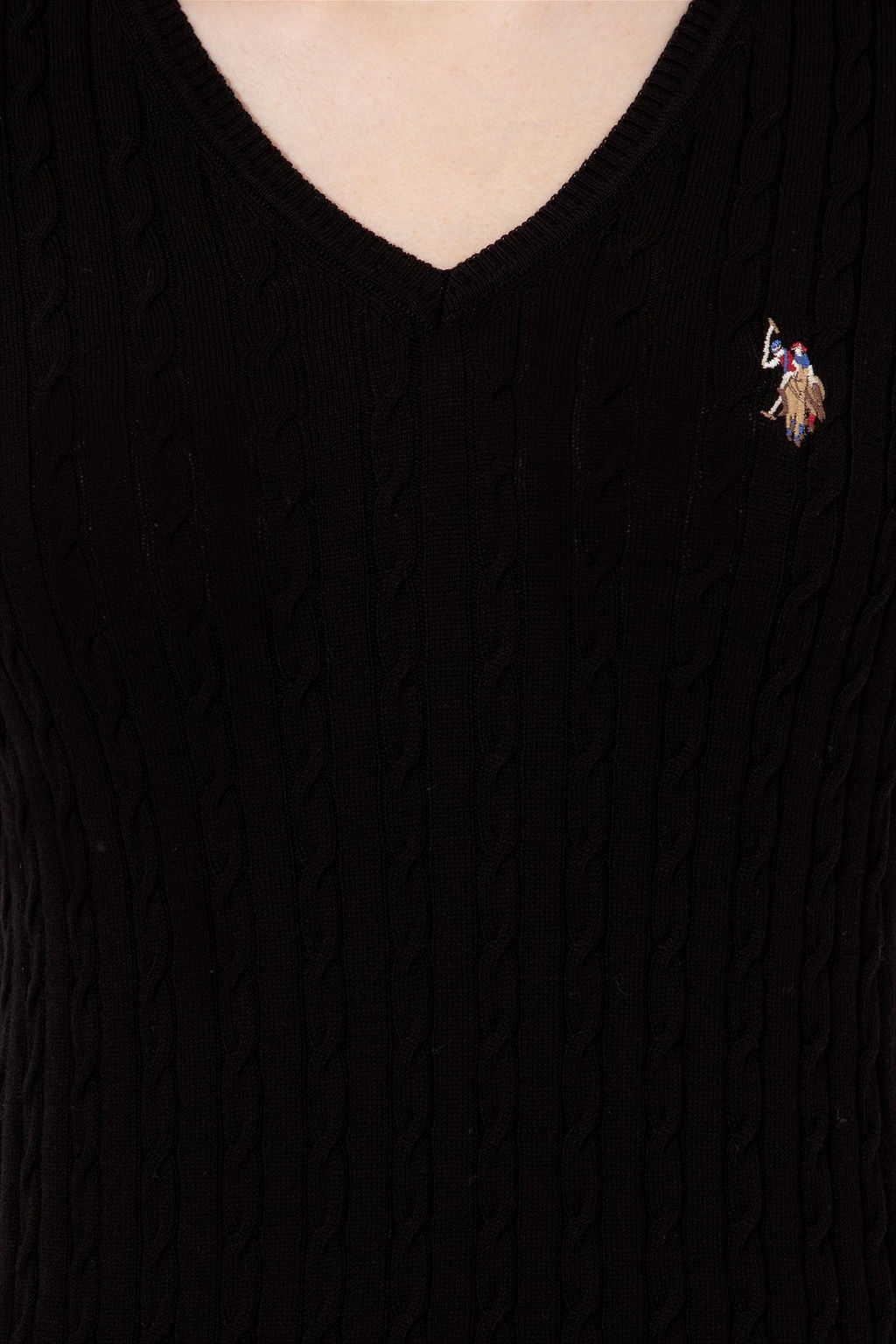 Женский черный базовый свитер с v-образным вырезом Неожиданная скидка в корзине - U.s. polo assn фото 6