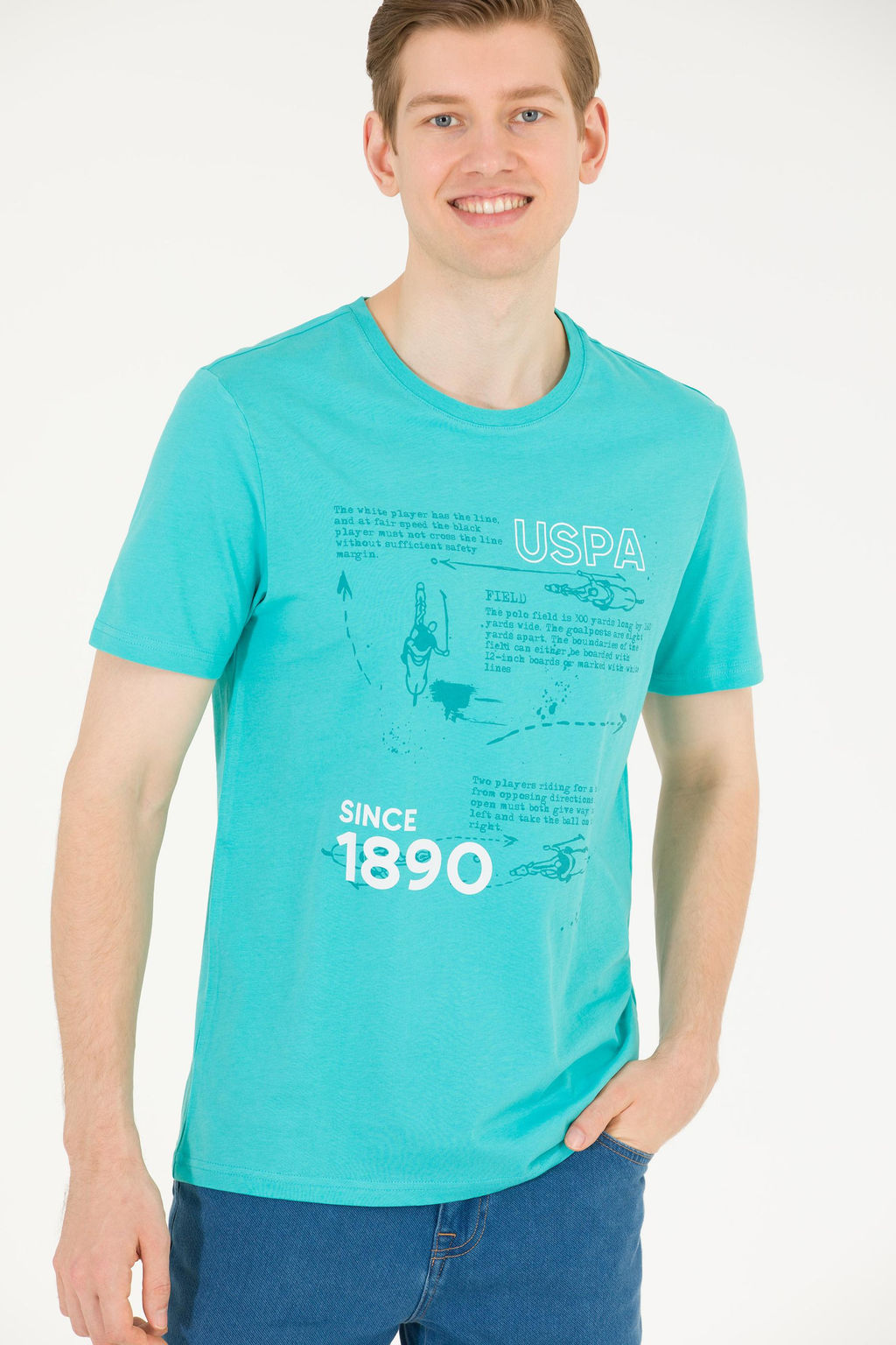 Мужская мятная футболка с круглым вырезом - U.s. polo assn фото 16