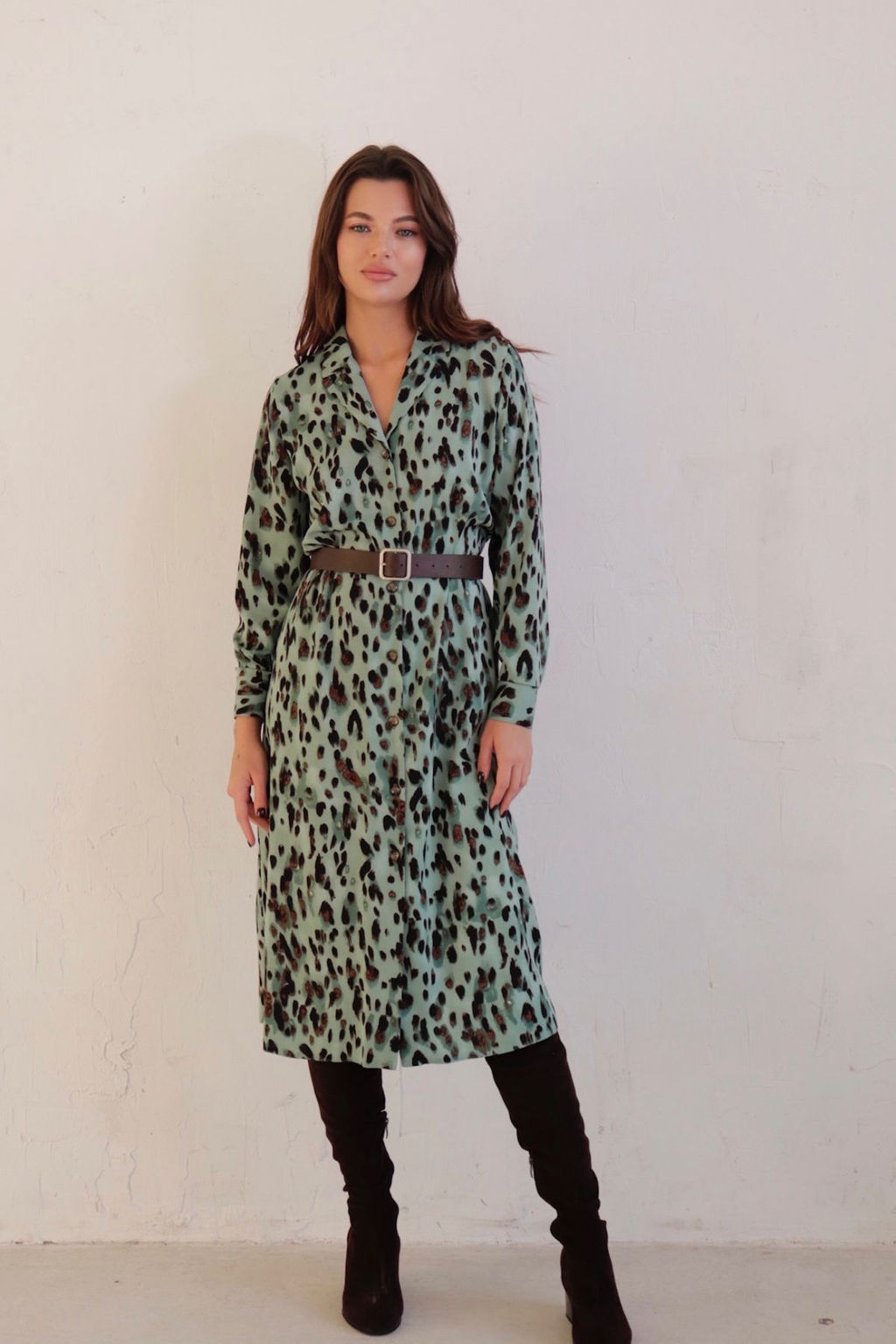 Платье-рубашка с английским воротником принт - Martichelli фото 127