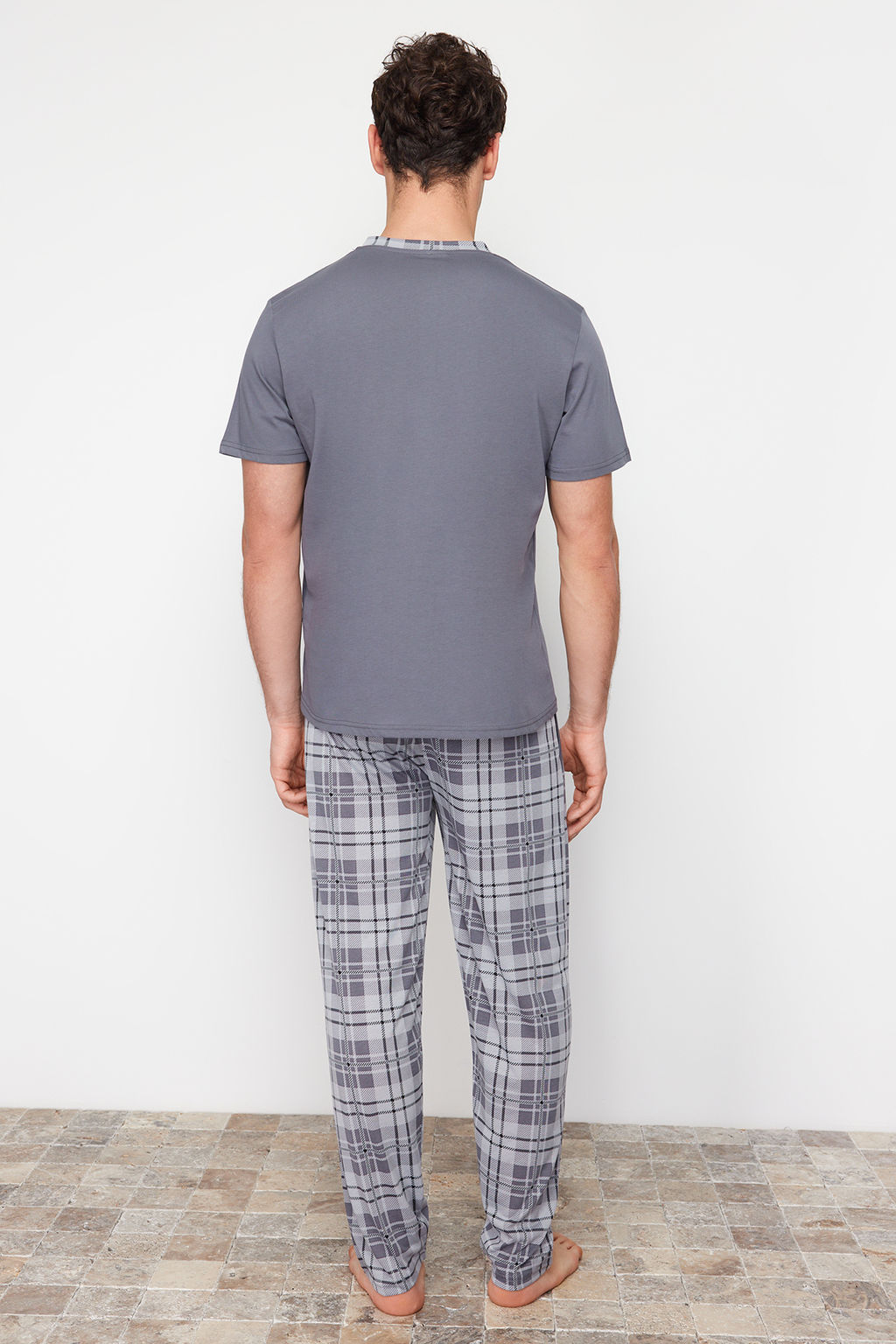 TRENDYOL MAN Antrasit Regular Fit Ekose Orme Pijama Tak?m? TMNSS24PT00037 - Trendyolmilla фото 6
