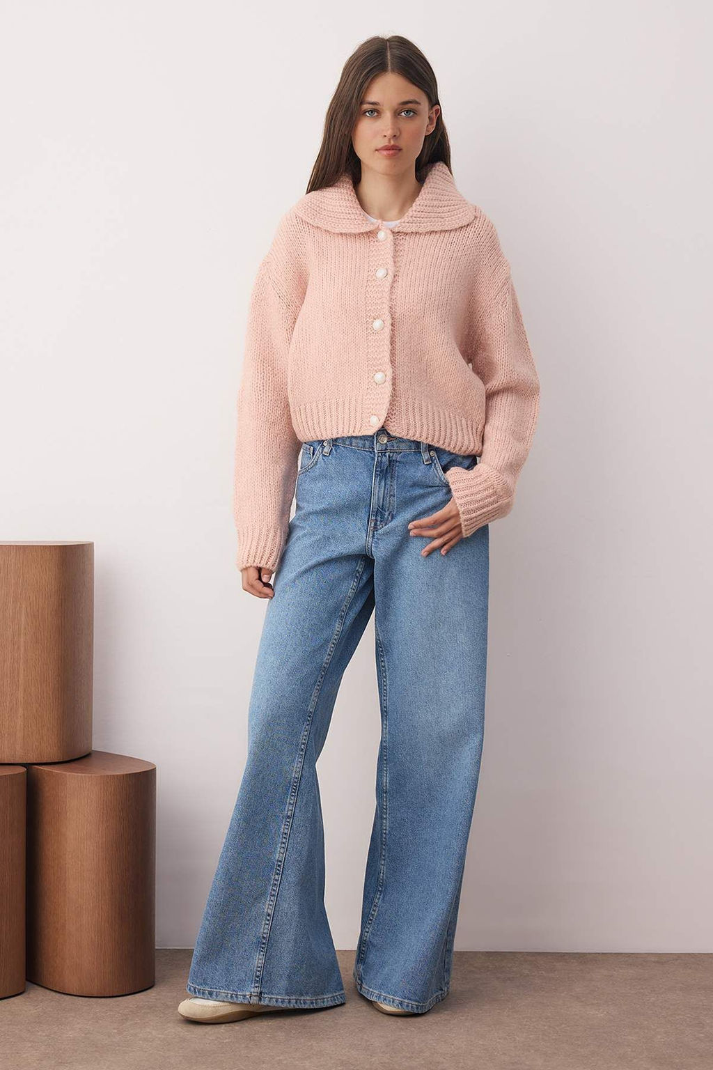 Pembe Oversize/Genis Kal?p Crop Triko H?rka TWOAW26HI00179