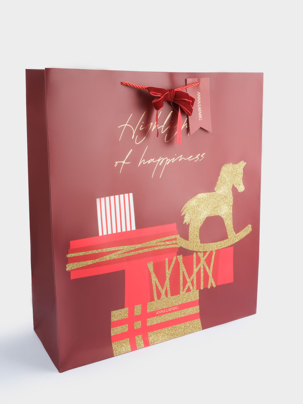 Пакет подарочный, 42х48 см, бумага, красный, Подарки, Bright horse