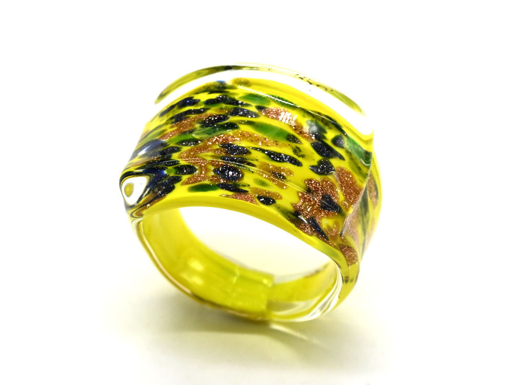 Кольцо женское из муранского стекла модель 12 цв.лимонный