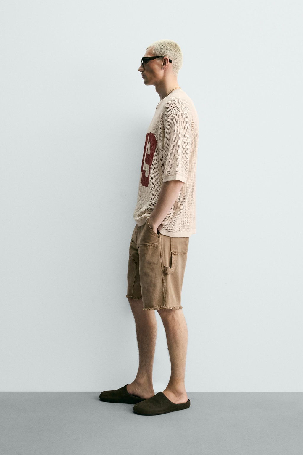 CAMISETA PUNTO ESTRUCTURA RED N?MERO / Crudo