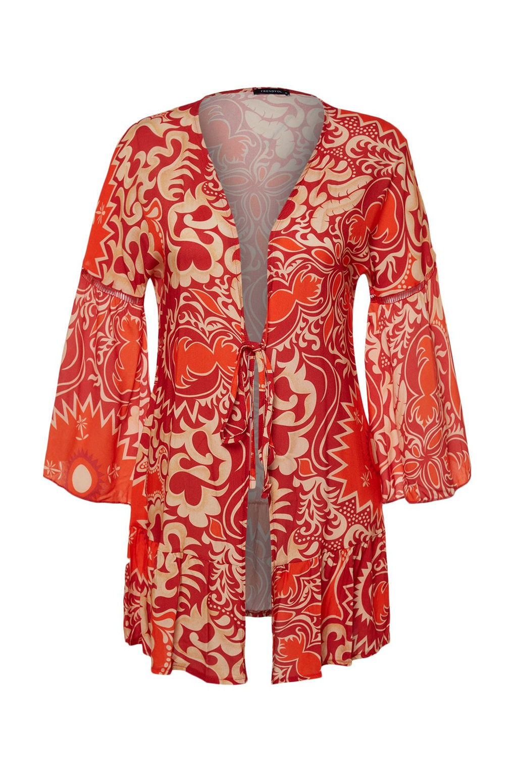 Trendyolmilla Etnik Desenli Mini Dokuma Plaj Kimono&Kaftan TBESS23KM00032