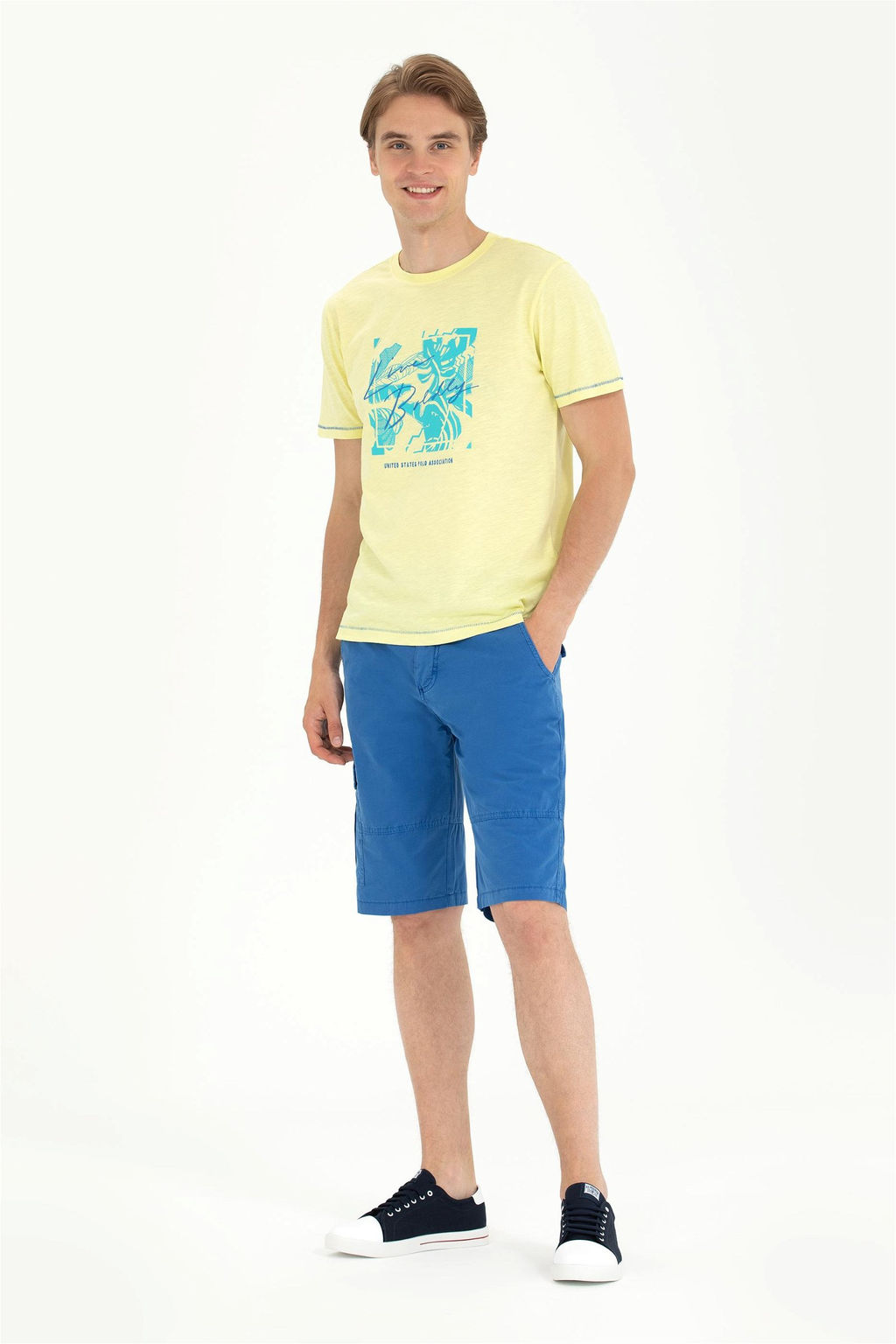 Мужская светло-желтая футболка с круглым вырезом - U.s. polo assn фото 11