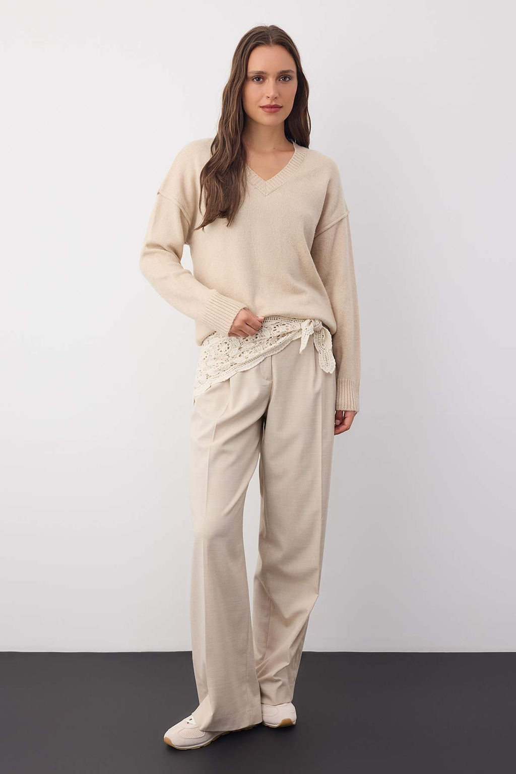 Wardrobe Essentials Kahverengi Yunlu Premium IplikBasic Genis Kal?p Triko Kazak | TWOAW26KZ00068 - Trendyolmilla фото 10