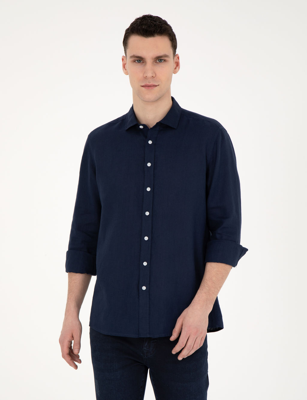 Koyu Lacivert Keten Regular Fit G_mlek
