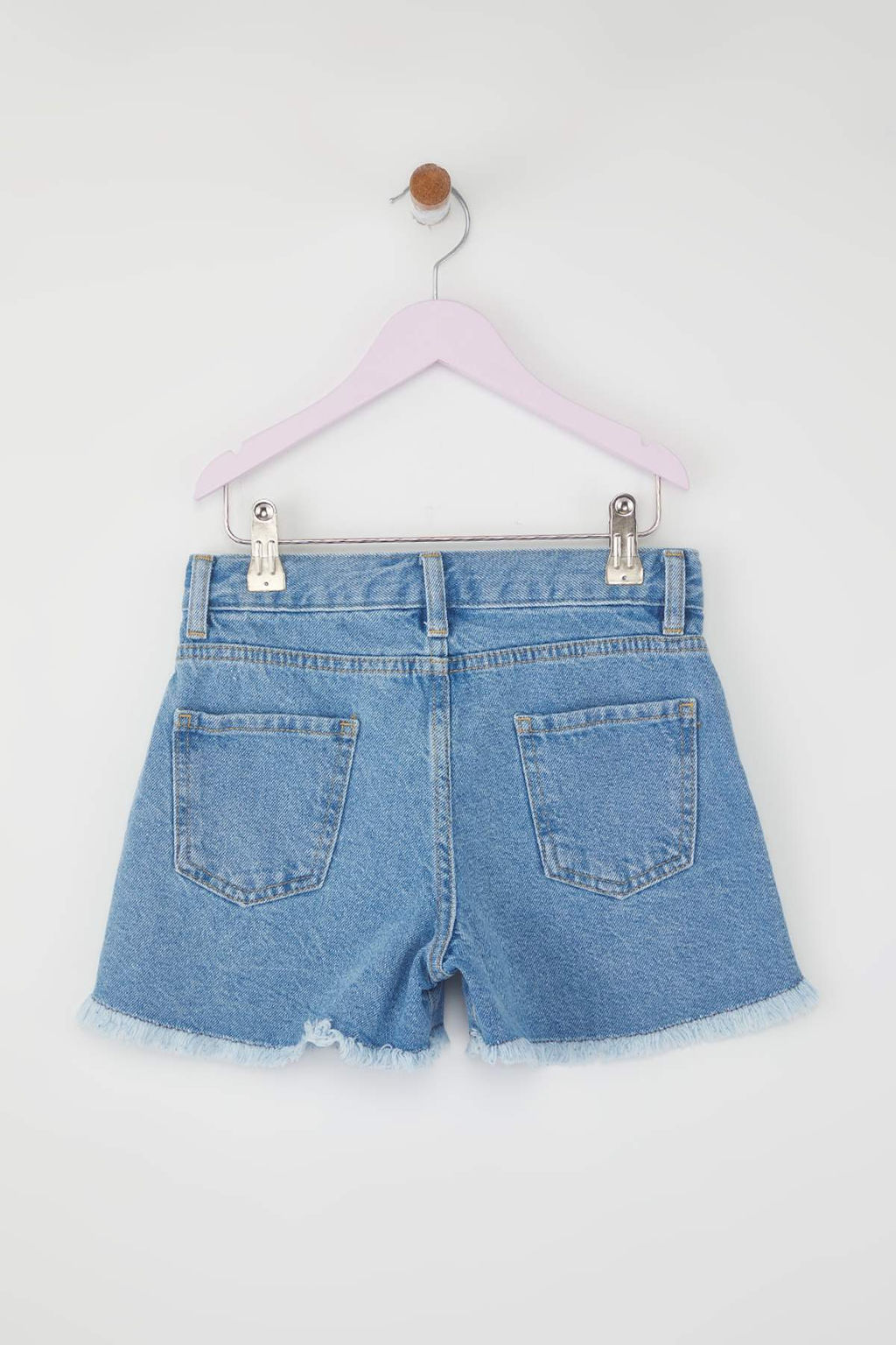 Ac?k Mavi K?z Cocuk %100 Pamuk Y?ld?z Detayl? Lastikli Denim Sort & Bermuda TKDSS25SR00035 - Trendyolmilla фото 3