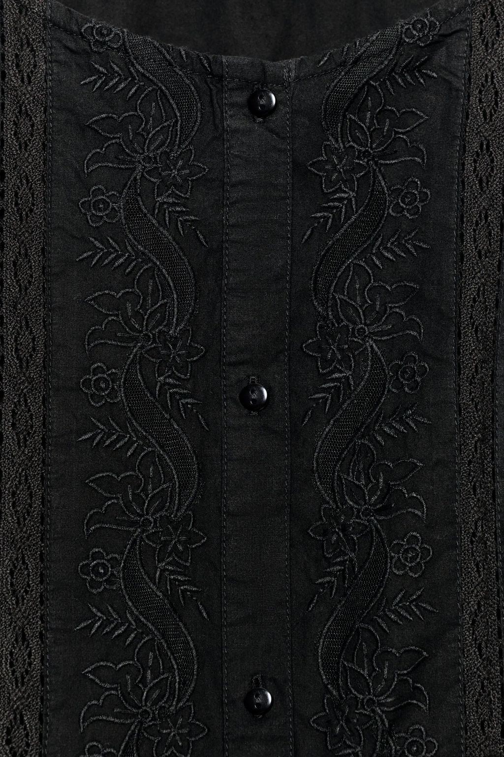 CAMISA BORDADA MANGA GLOBO / Negro - Zara фото 10