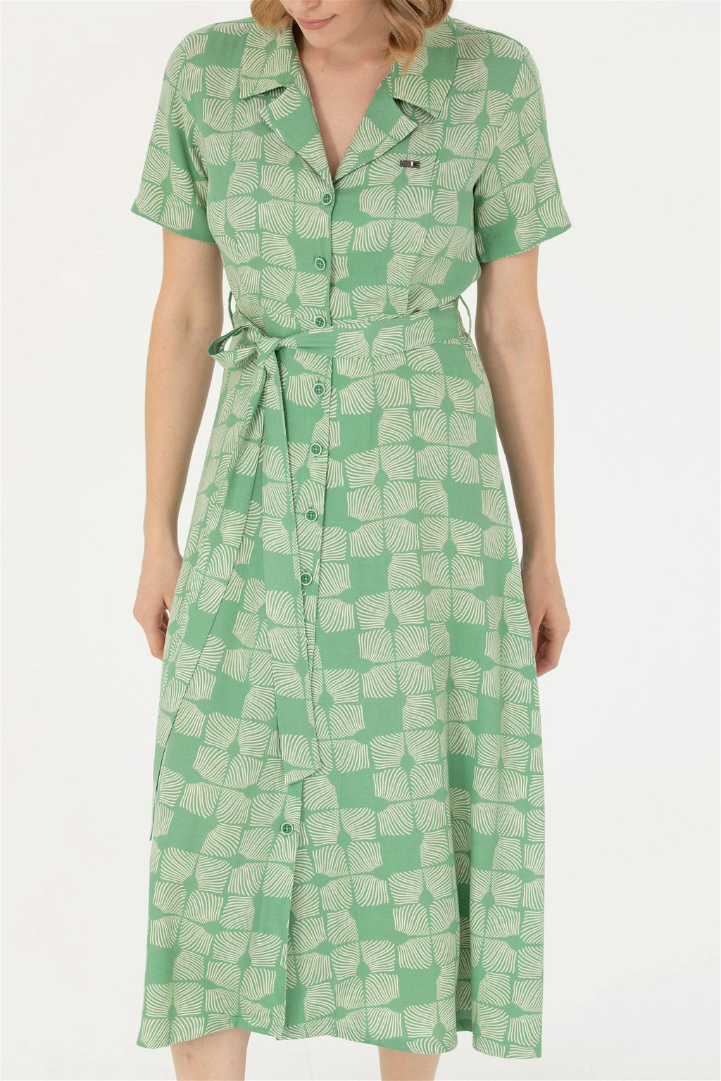 Женское зеленое тканое платье - U.s. polo assn фото 6