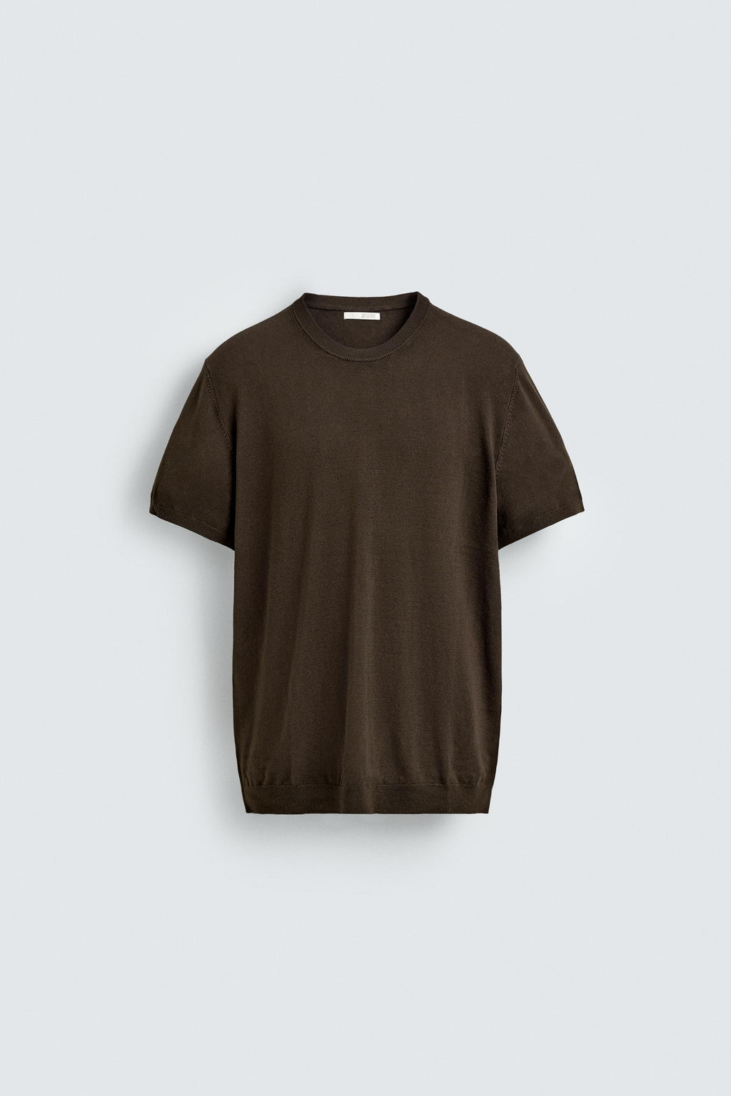 CAMISETA PUNTO REGULAR FIT B?SICO / Chocolate - Zara фото 6