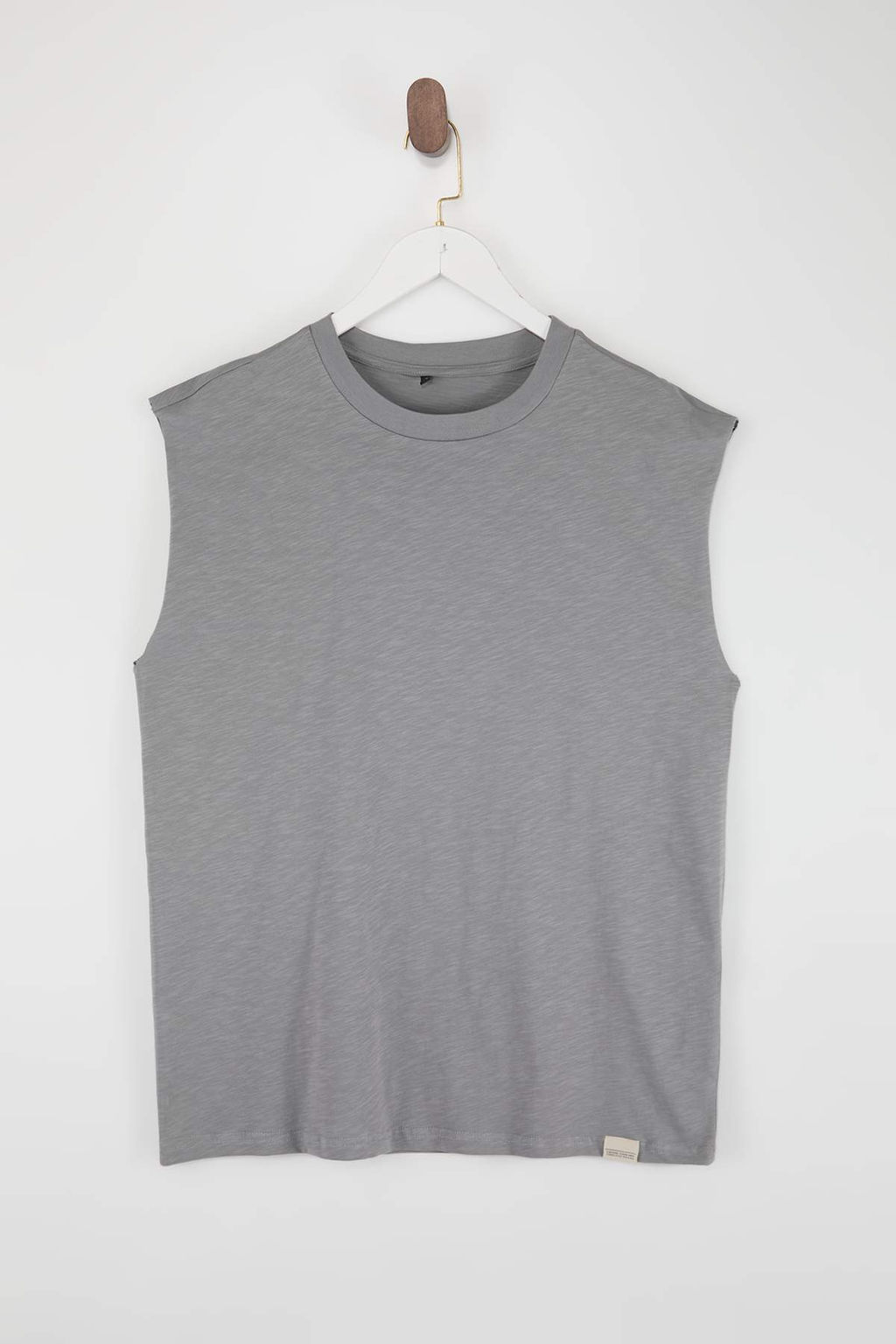 Siyah Oversize/Genis Kesim Basic Etiketli %100 Pamuk Kolsuz T-shirt/Atlet TMNSS25AL00002 - Trendyolmilla фото 11