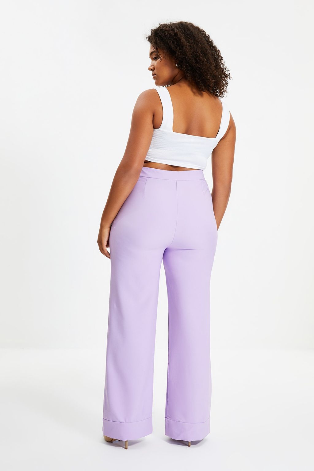 TRENDYOLMILLA Lila Wide Leg/Genis Paca Dokuma Kumas Pantolon TWOSS19ST0179  фото 19