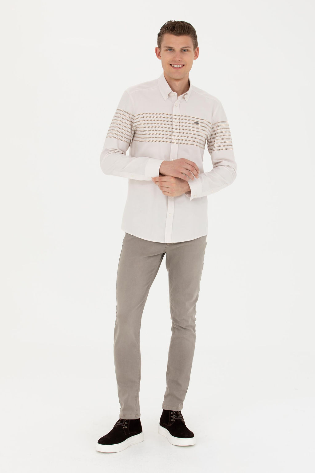 U. S. Polo Assn / Мужская рубашка с длинным рукавом Stone - U.s. polo assn фото 18