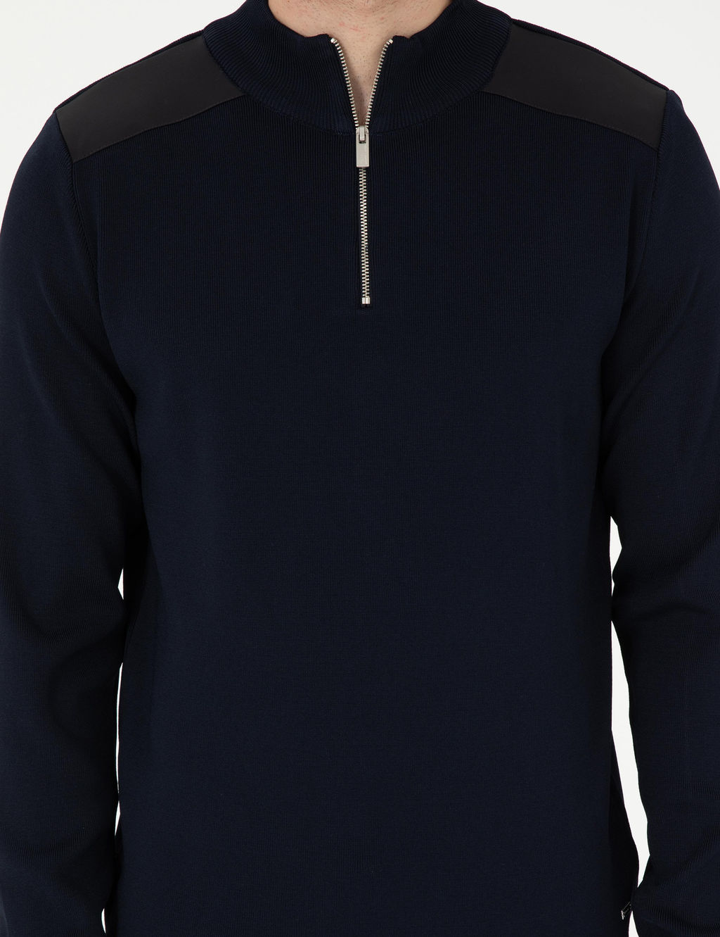 Lacivert Regular Fit Fermuarl_ Dik Yaka Triko Kazak - Pierre cardin фото 6