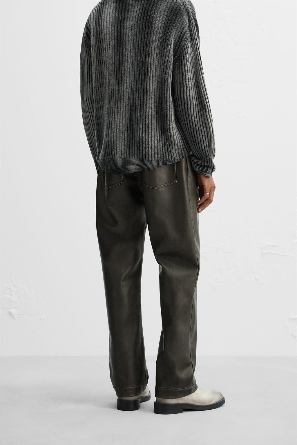 LIMITED EDITION LEATHER EFFECT TROUSERS - Zara фото 3