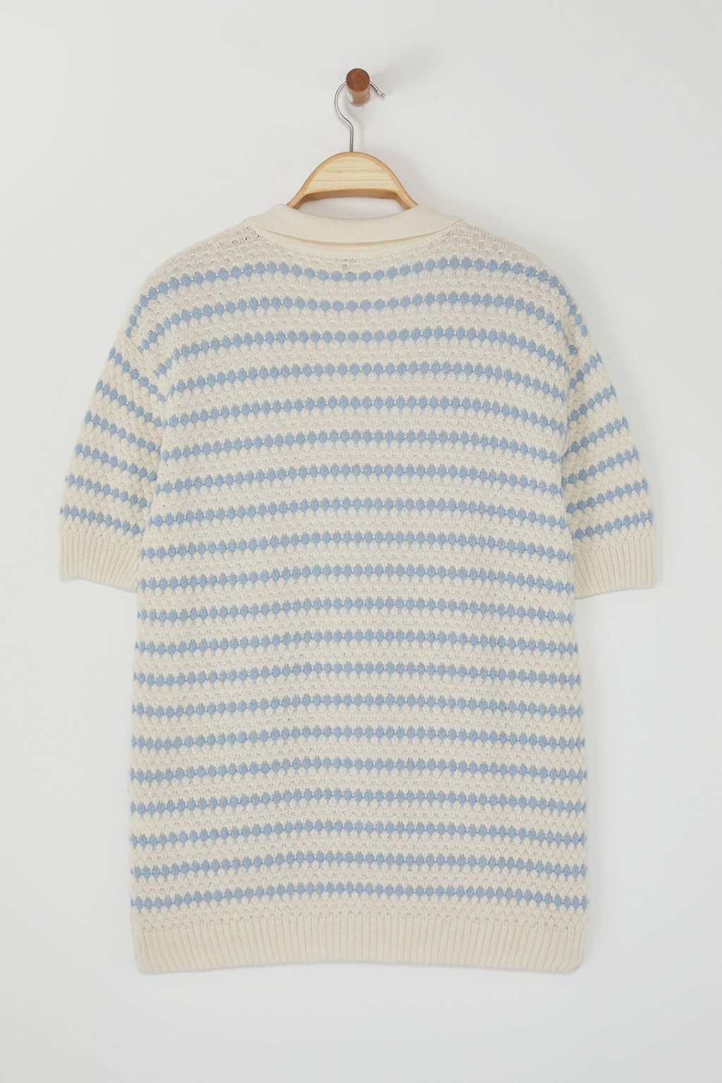 TRENDYOL MAN Limited Edition Ekru Regular Cizgili Dokulu Triko Polo Yaka T-shirt TMNSS25PO00007 - Trendyolmilla фото 6