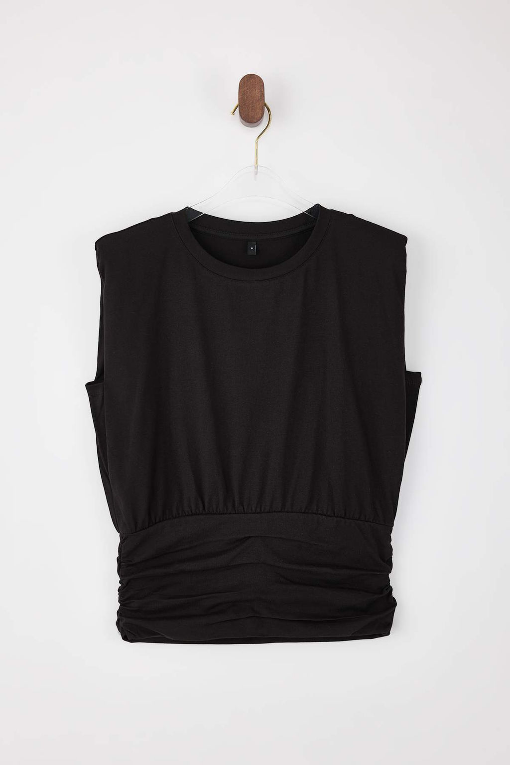 Siyah Fitted/Vucuda Oturan Kolsuz Buzgulu Pamuklu Esnek Orme Bluz TWOSS26BZ00203