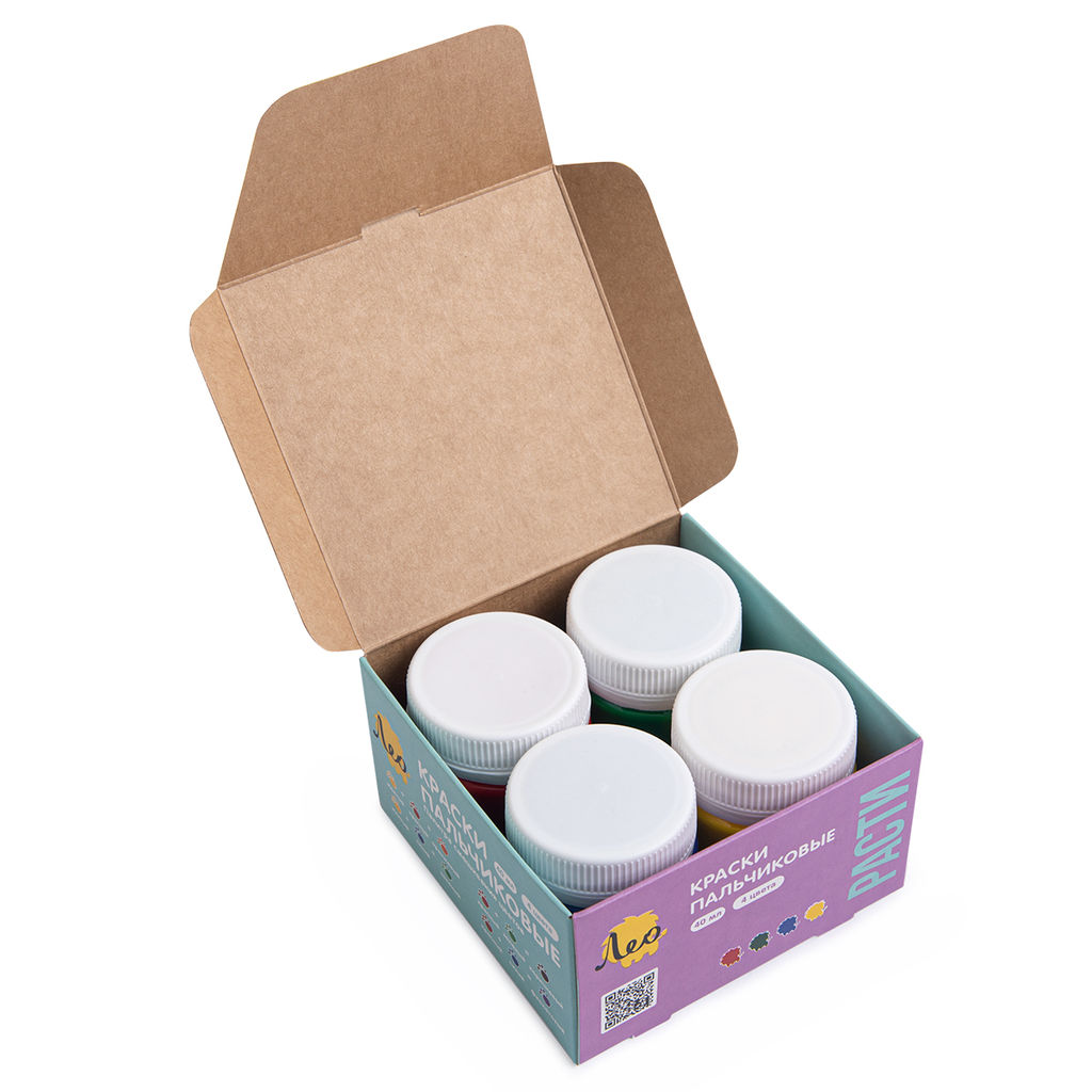 Краска пальчиковая Лео Расти набор LGFP-0104 4 цв. х 40 мл  фото 3