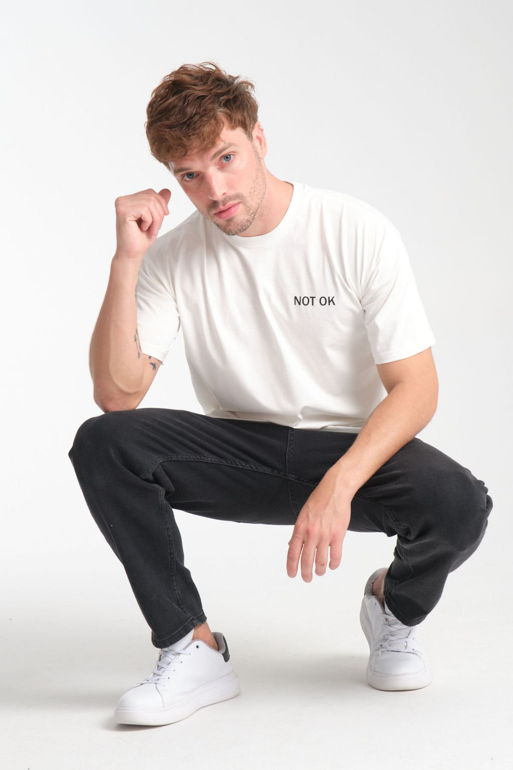 TRENDYOL MAN Beyaz Oversize/Genis Kesim Yaz? Bask?l? %100 Pamuk T-Shirt TMNSS25TS00205 - Trendyolmilla фото 3