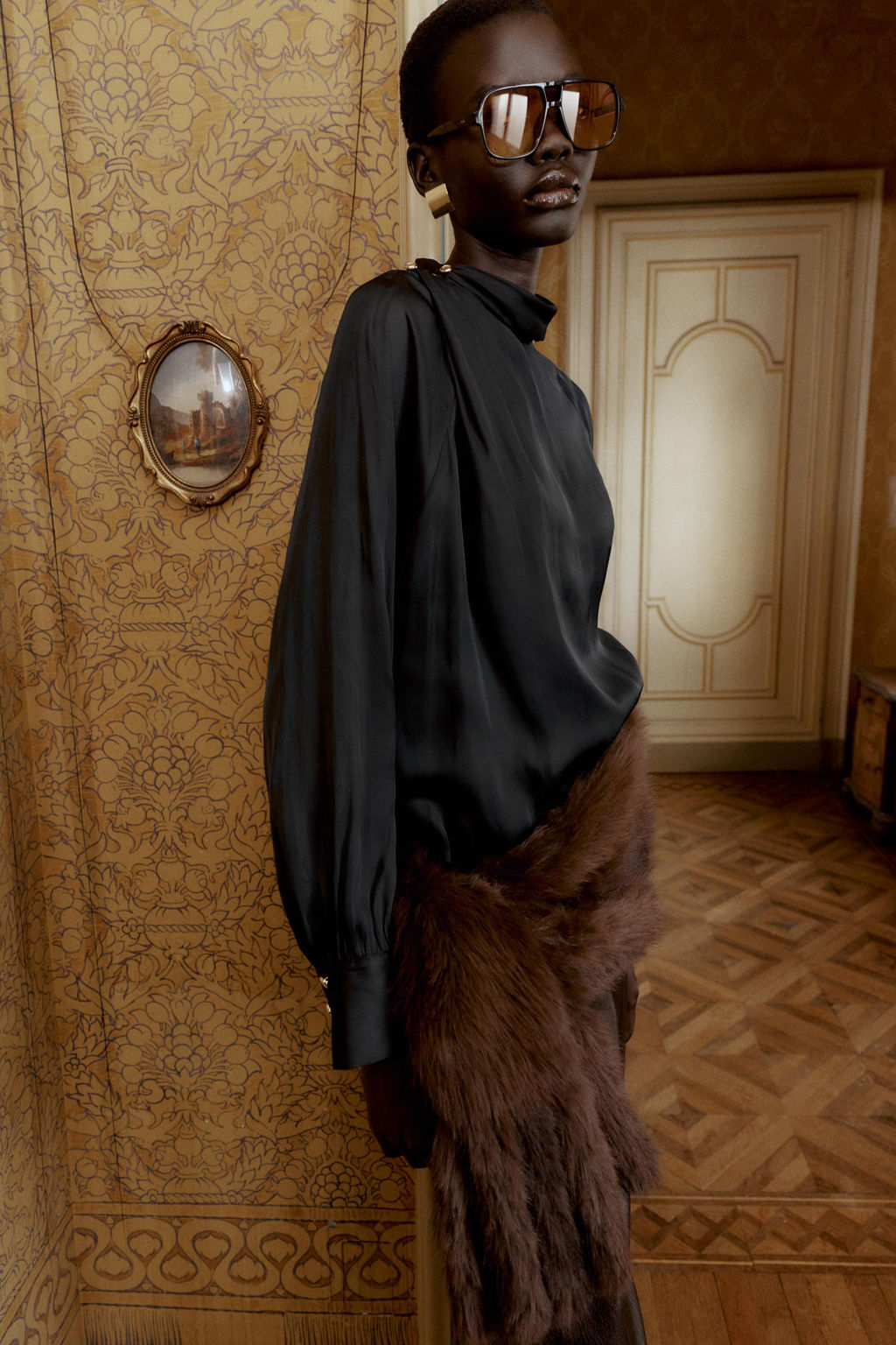 SATIN BLOUSE WITH SHOULDER BUTTONS - Zara фото 3