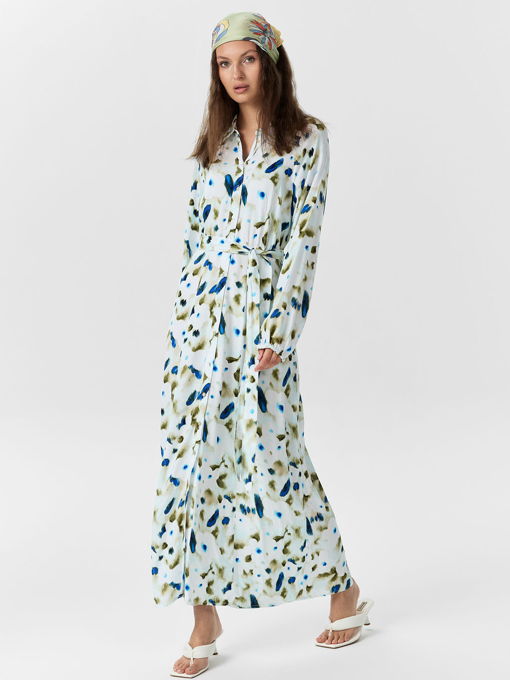 Платье рубашка женское с акварельным принтом - Mark formelle фото 6