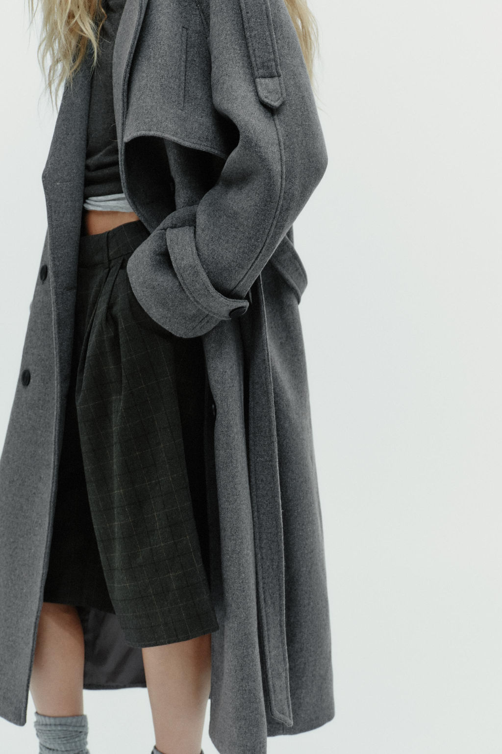 DOUBLE-BREASTED COAT WITH BELT AND LOOPS - Zara фото 3