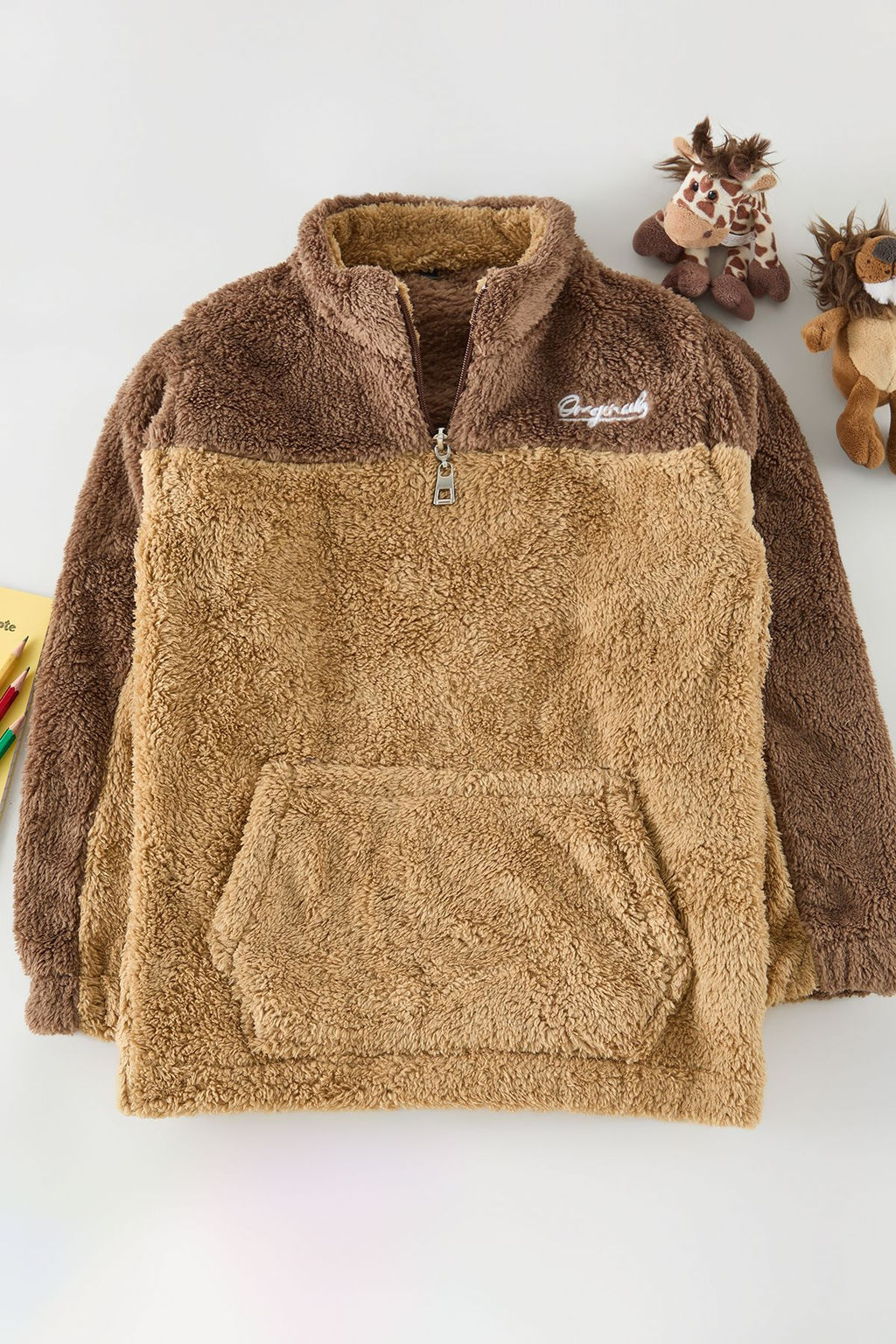 Camel Unisex Renk Bloklu Orme Mini Me Sweatshirt TKDAW25SW00058